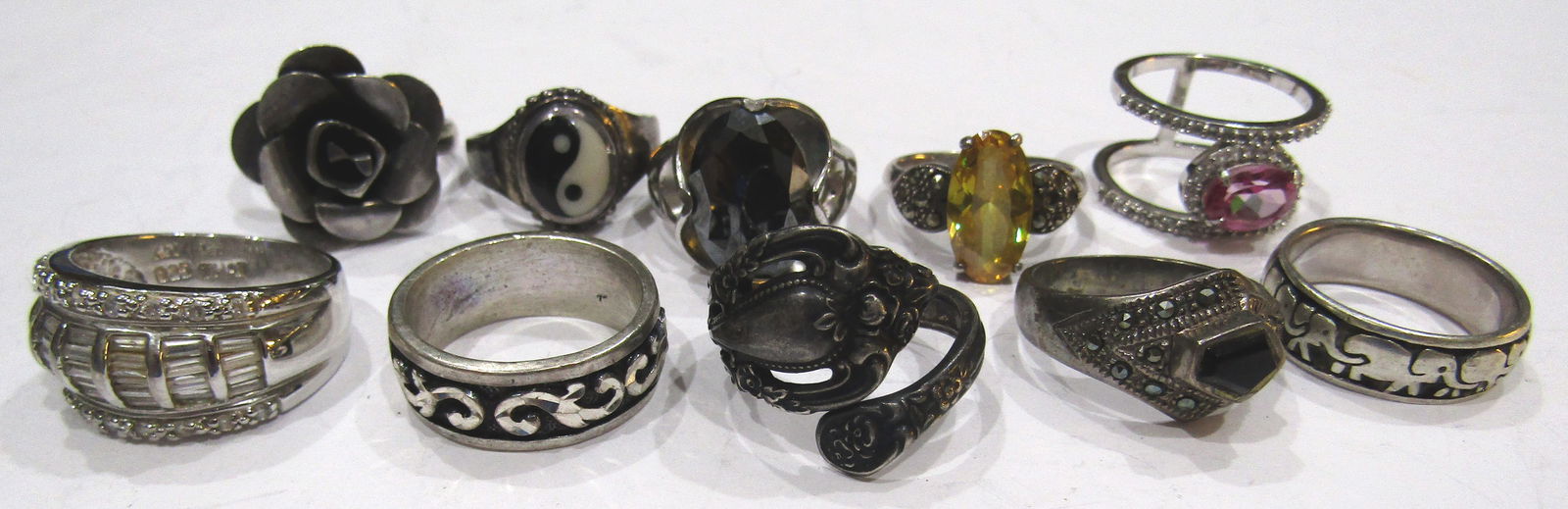 10 RINGS ALL STERLING SIZE 8 COLLECTION LOT 59GRAM (1 of 2)