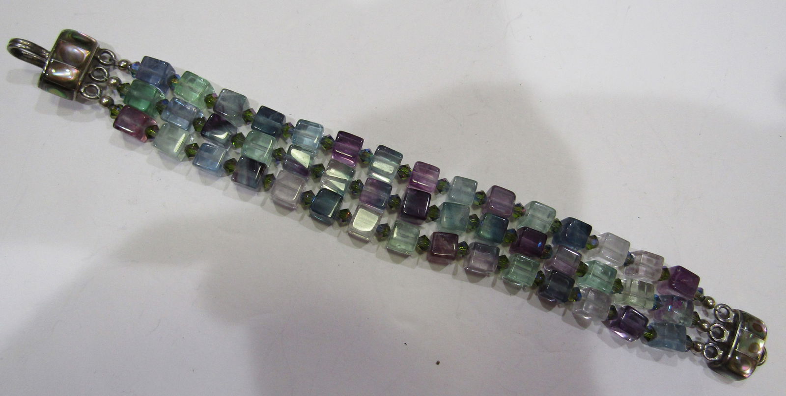ASSORTED GEMSTONE BRACELET STERLING SILVER 45GRAM (1 of 2)