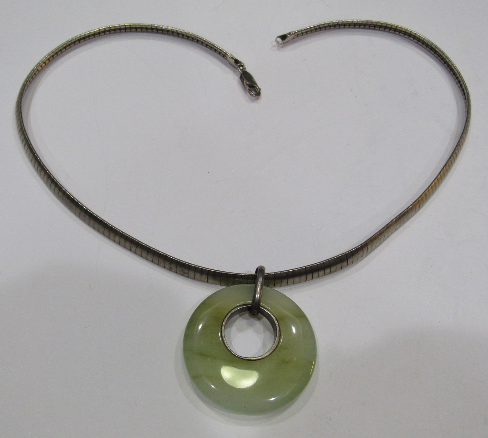 18.5" JADE STERLING SILVER NECKLACE 53GRAM (1 of 2)