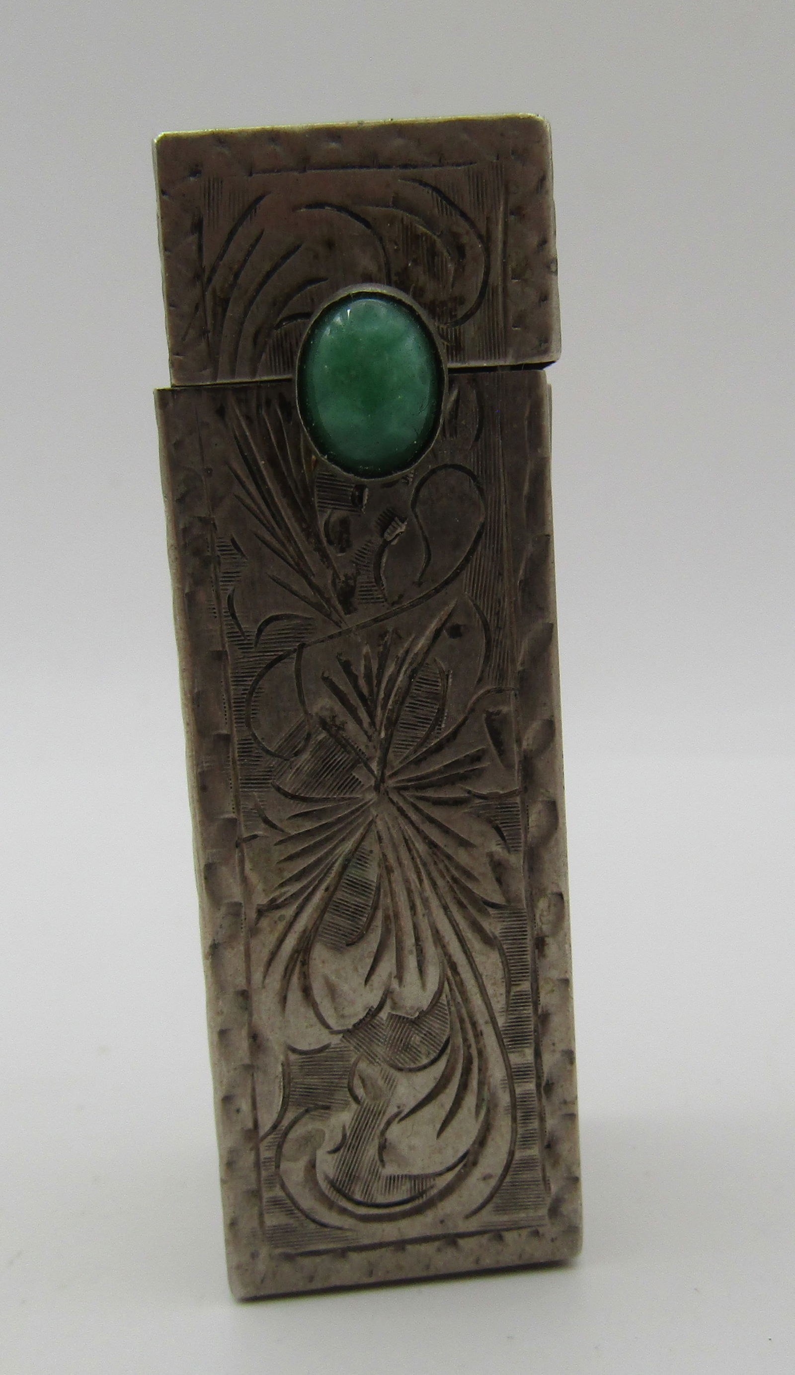 MALACHITE 800 SILVER LIPSTICK COMPACT ENGRAVED CAS (1 of 4)