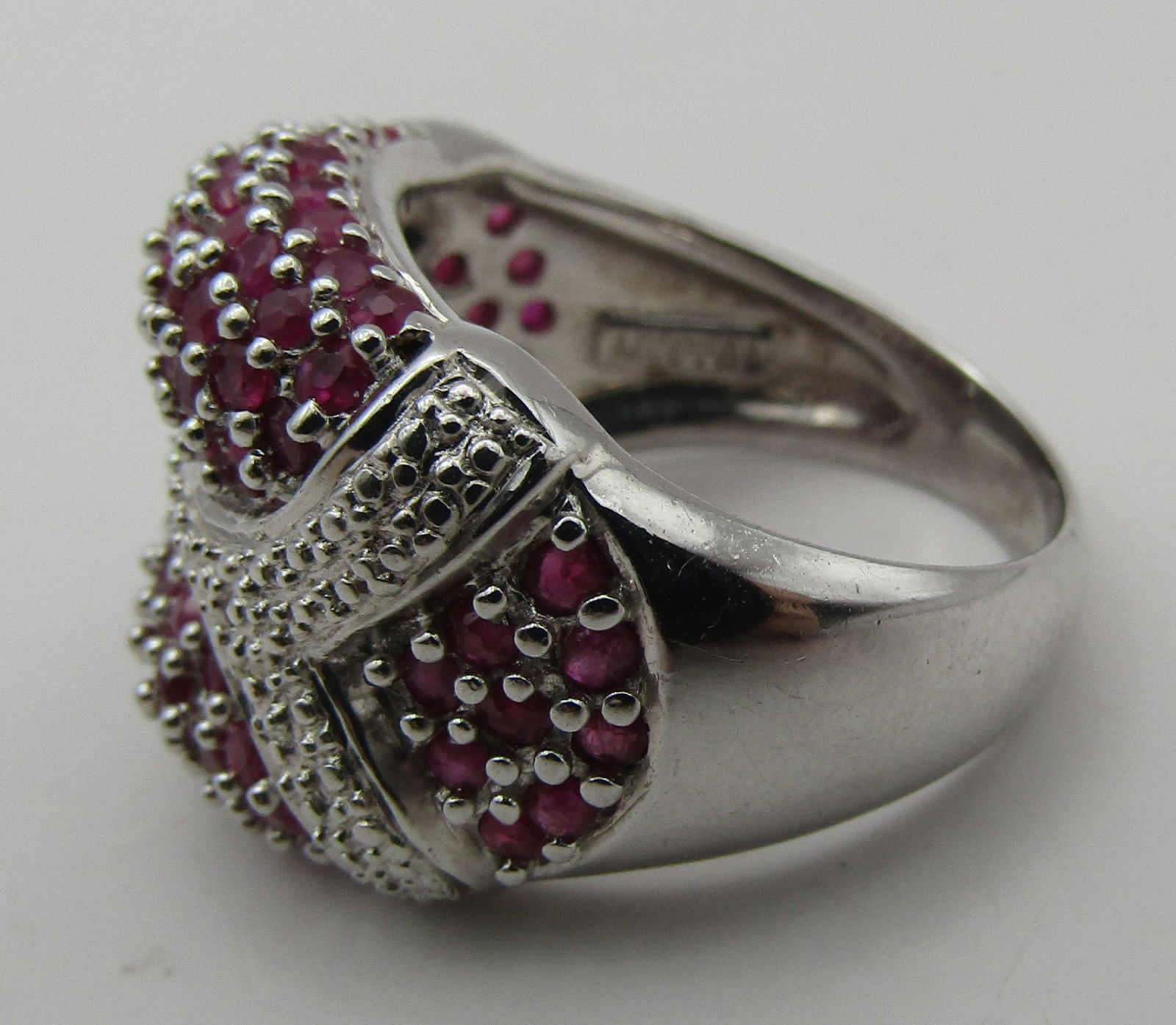 1CT RUBY CLUSTER RING STERLING SILVER SIZE7.5 - 4