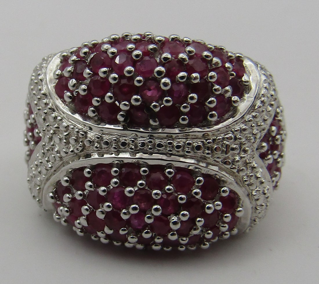 1CT RUBY CLUSTER RING STERLING SILVER SIZE7.5 - 6