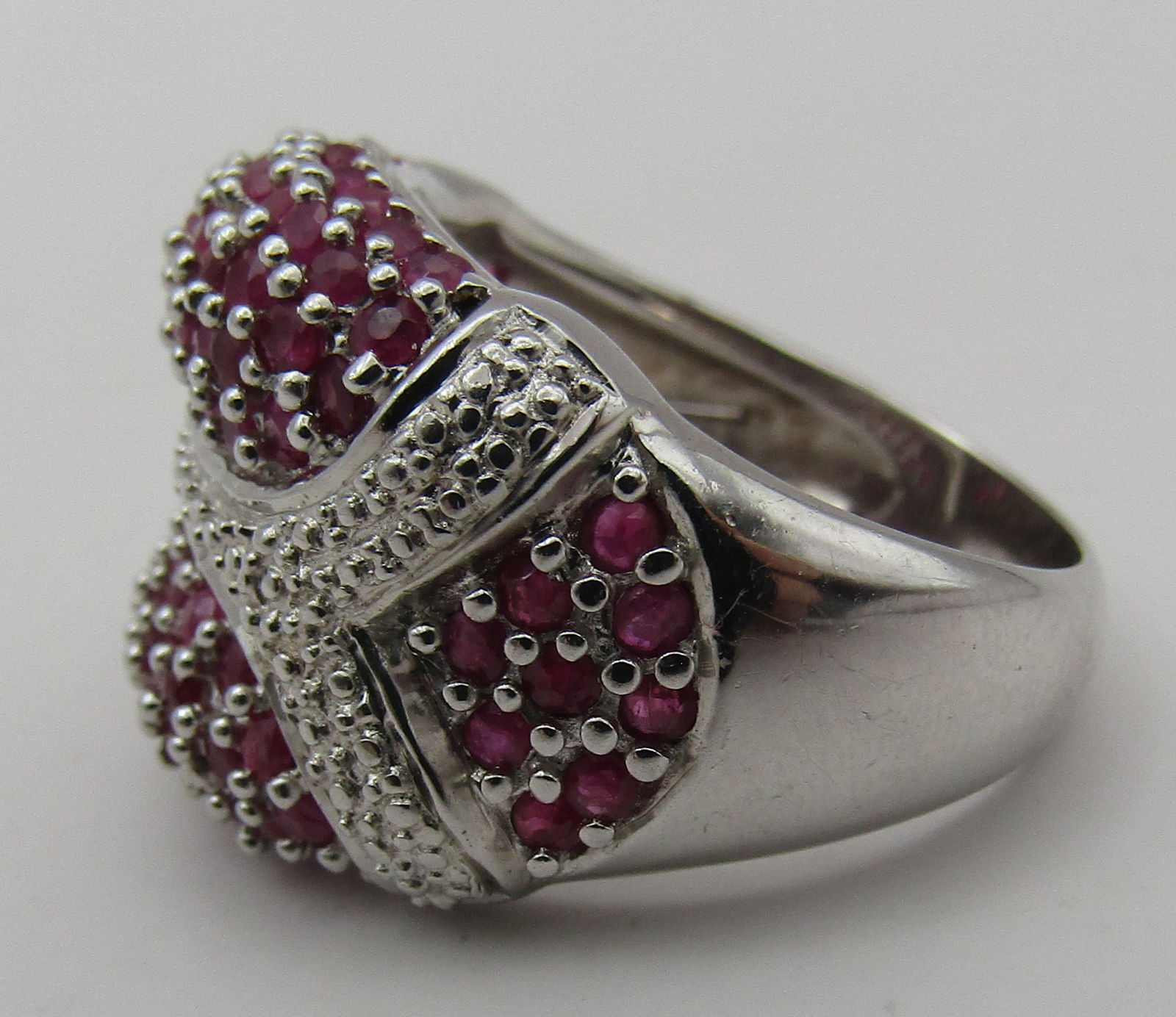 1CT RUBY CLUSTER RING STERLING SILVER SIZE7.5 - 7
