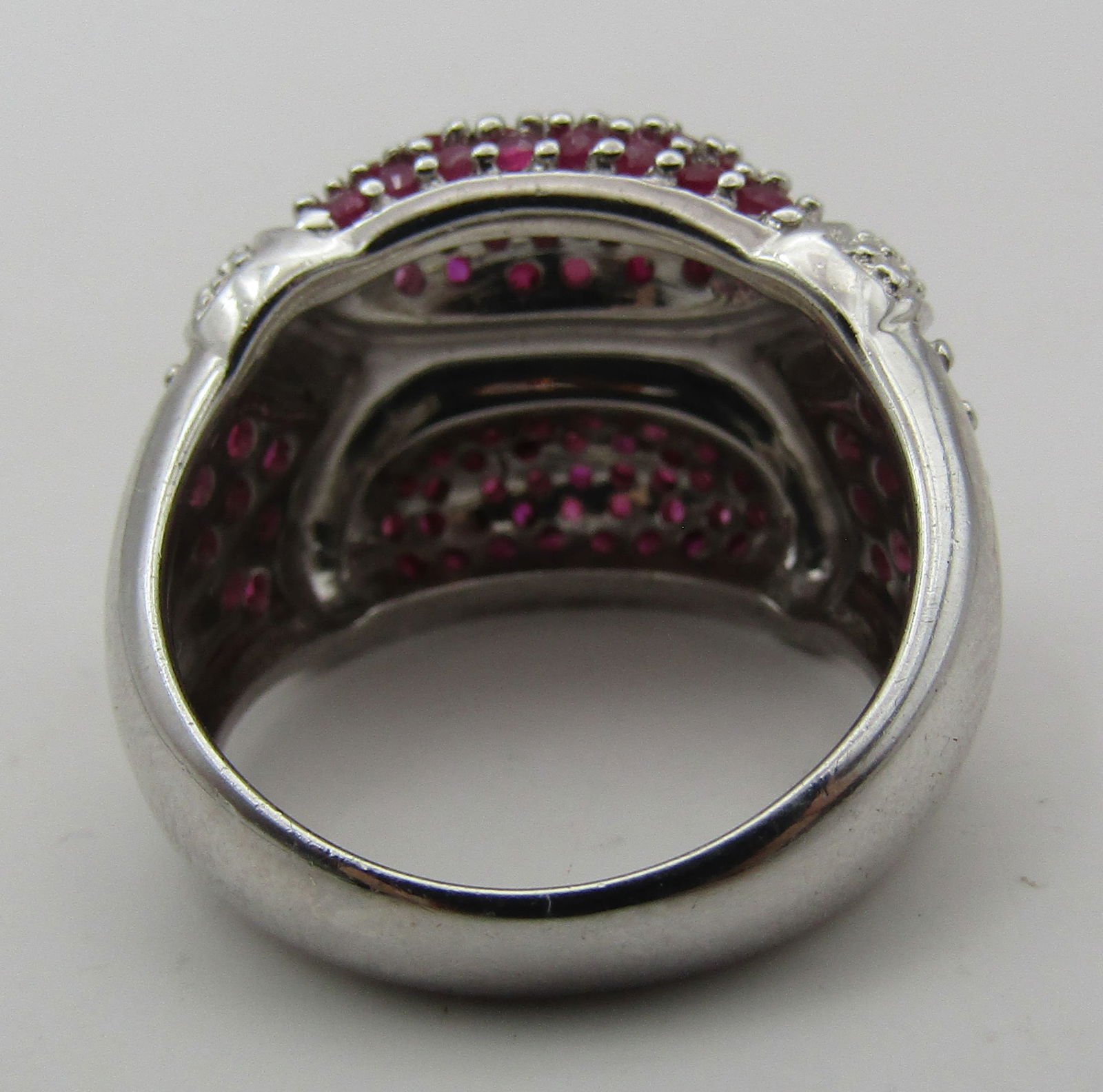 1CT RUBY CLUSTER RING STERLING SILVER SIZE7.5 - 8