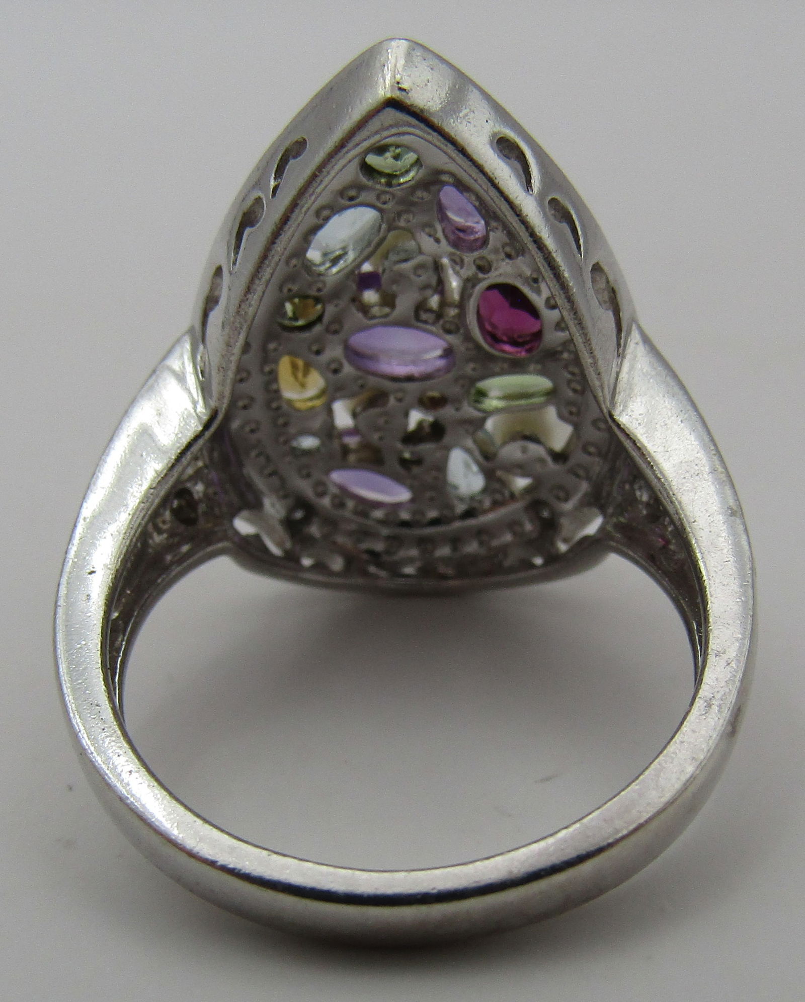 MULTI GEMSTONE RING STERLING SILVER SIZE 9 - 4
