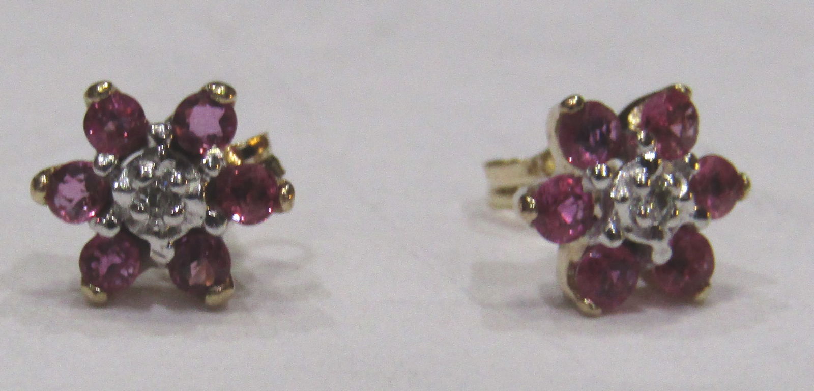 RUBY DIAMOND EARRINGS 14K GOLD (1 of 2)