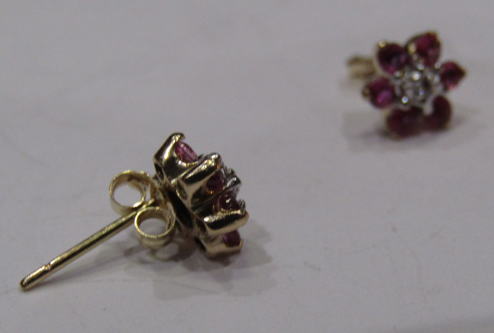 RUBY DIAMOND EARRINGS 14K GOLD - 2