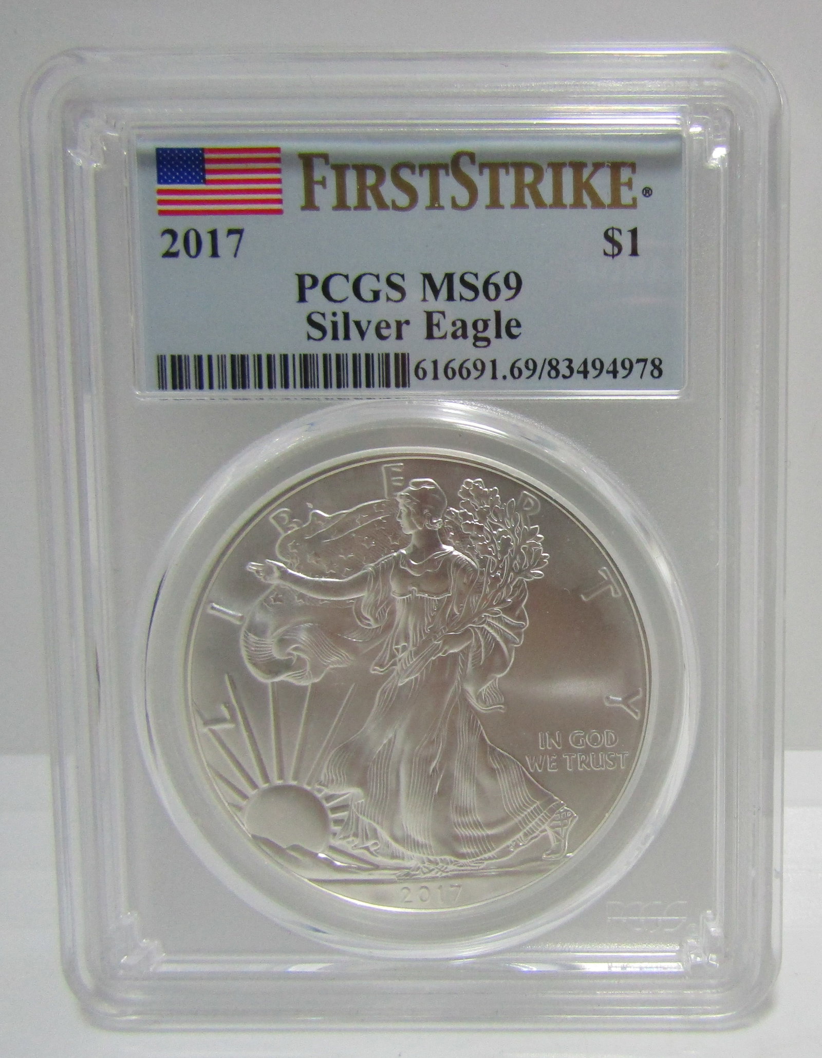 2017 SILVER 1 DOLLAR EAGLE PCGS MS69 (1 of 2)