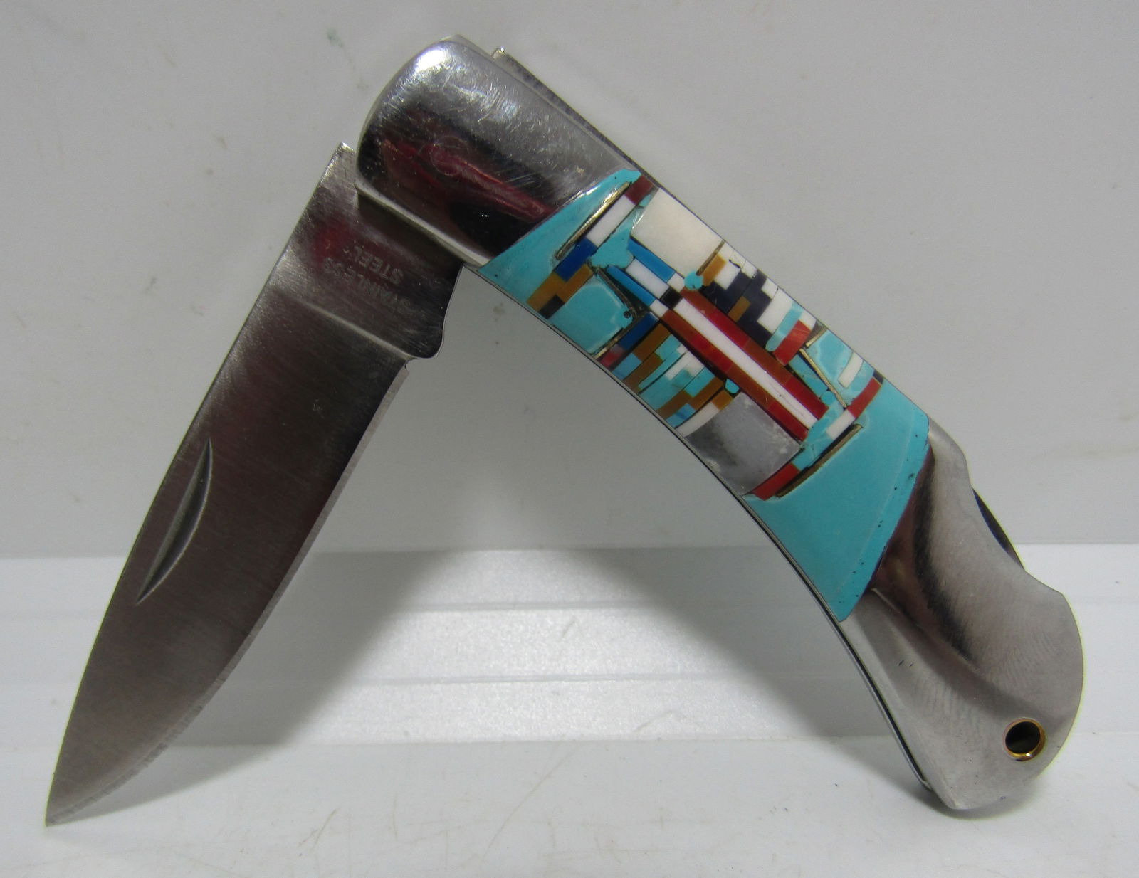 SMALL TURQUOISE INLAY FOLDING KNIFE (1 of 3)