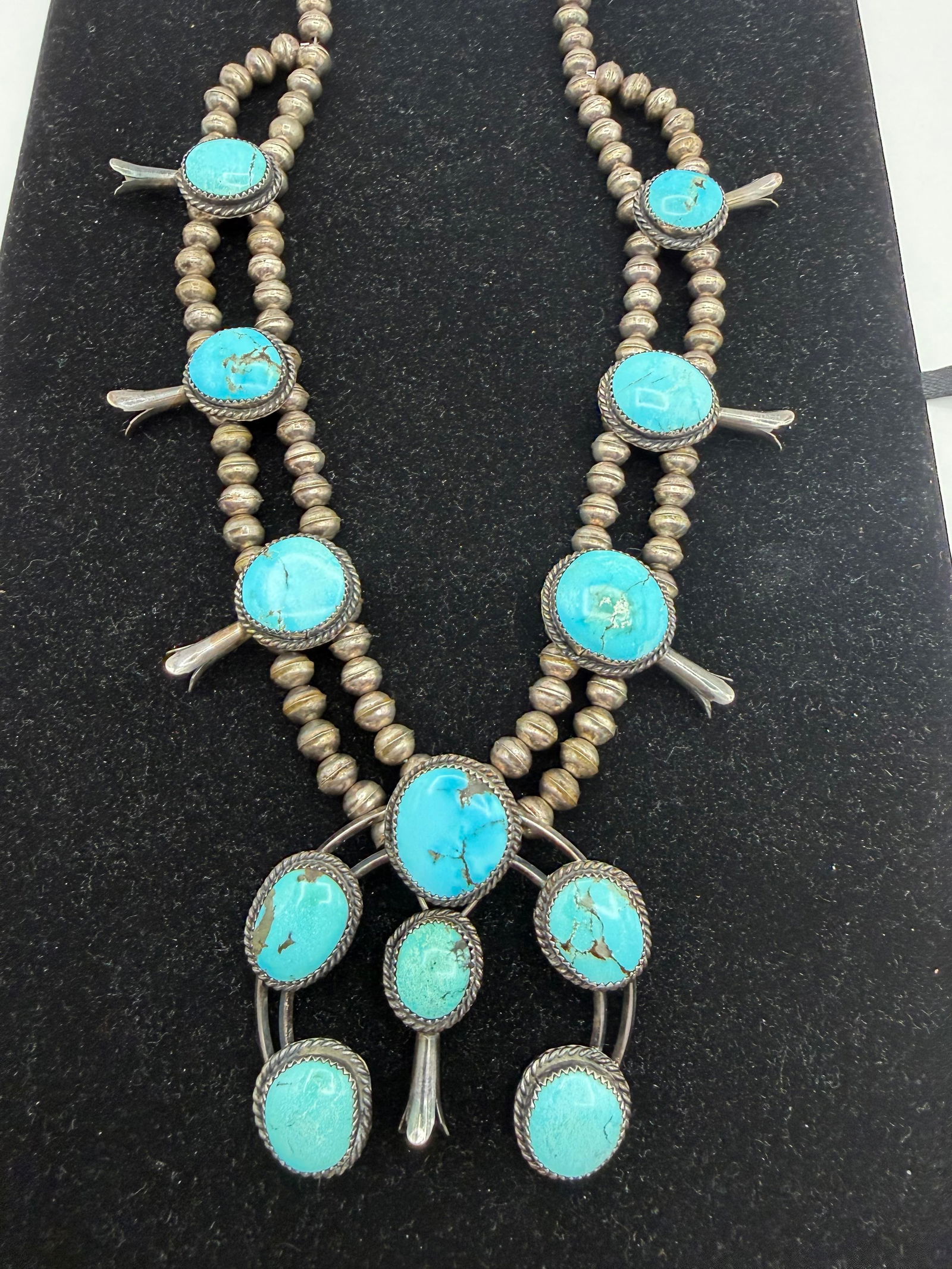 STERLING TURQUOISE SQUASH BLOSSOM NECKLACE (1 of 6)