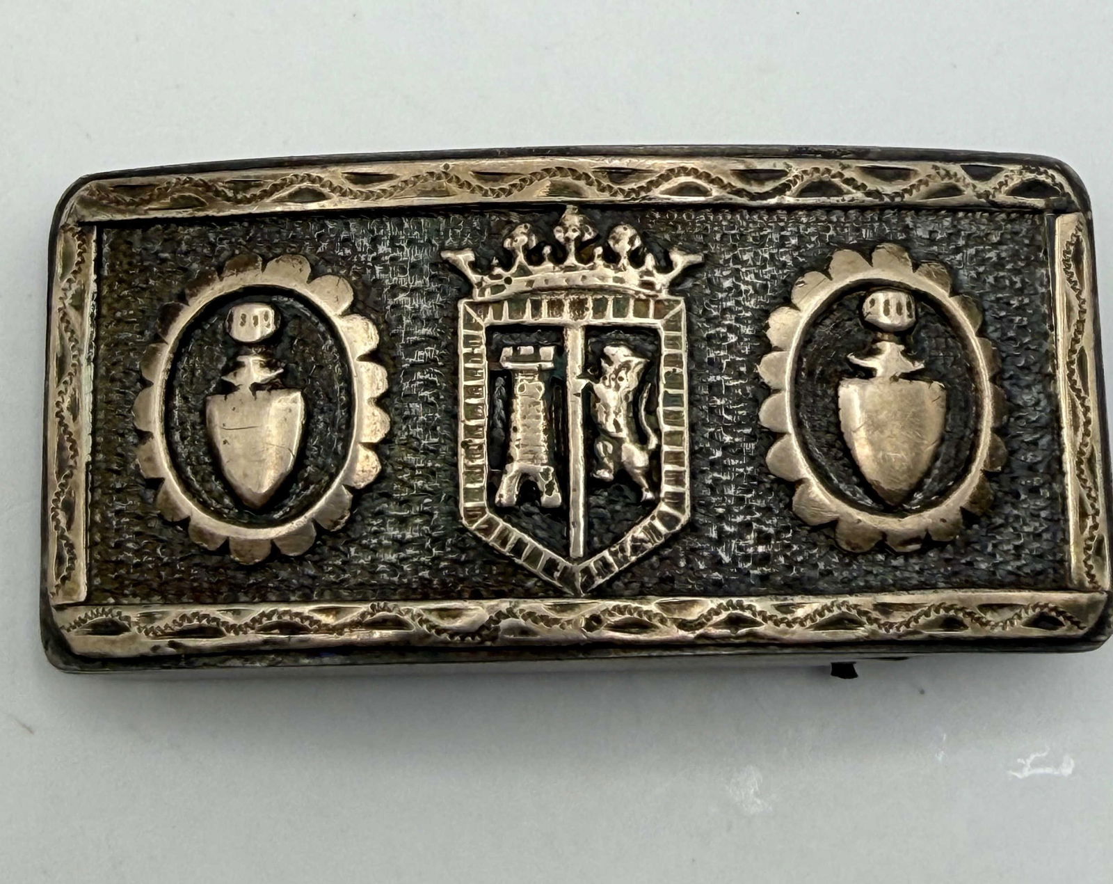 1920'S ANTIQUE STERLING GOLD CREST BELT BUCKLE (1 of 4)
