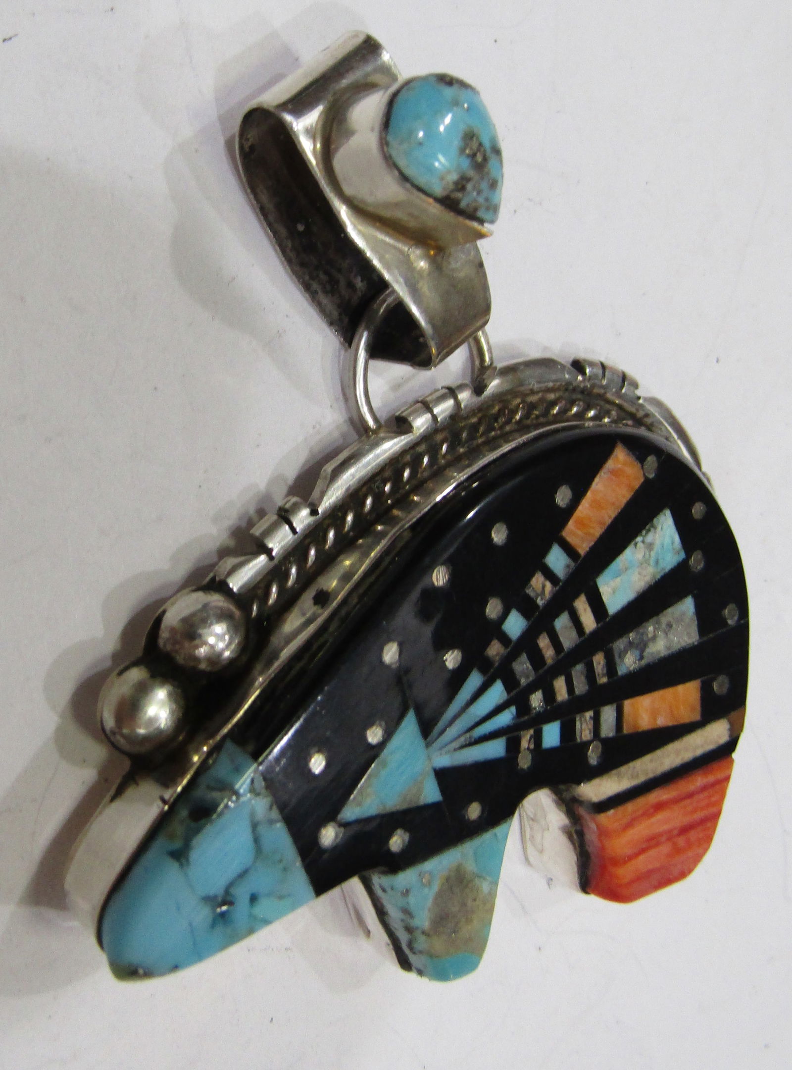 RAY JACK" NIGHTSKY BEAR STERLING TURQUOISE PENDANT (1 of 2)