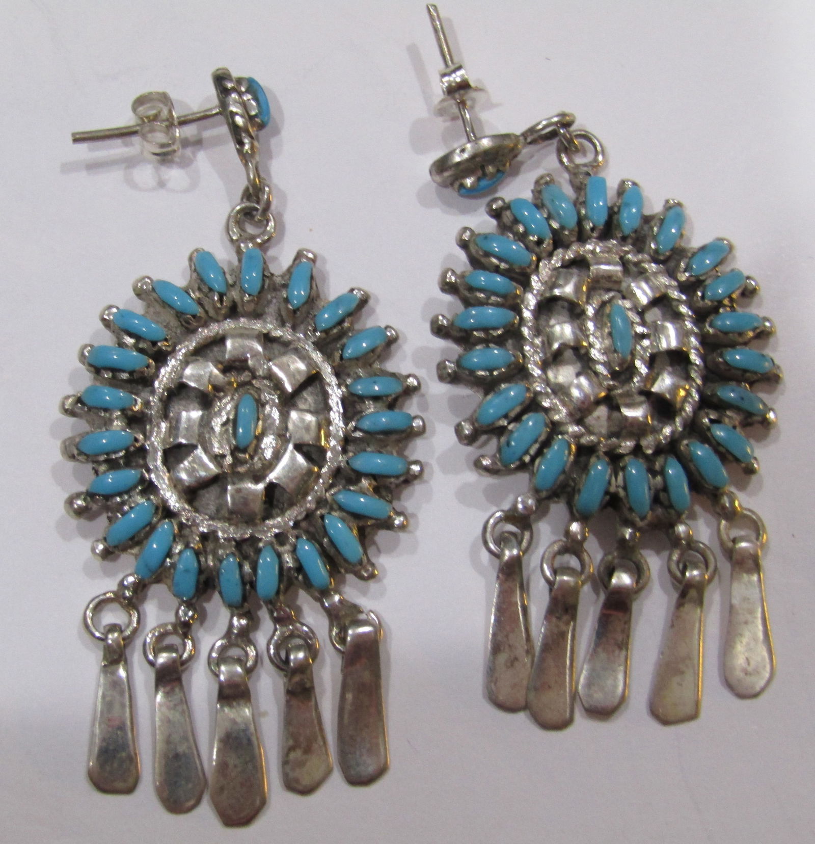 TURQUOISE CLUSTER EARRINGS STERLING SILVER (1 of 2)