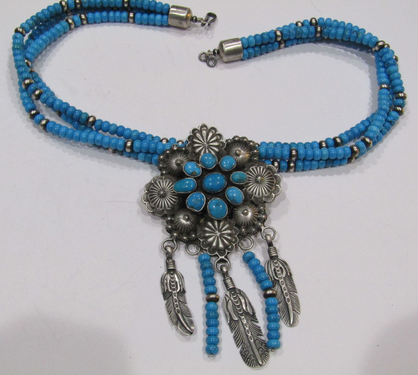 204GRAM RUSSELL SAM TURQUOISE NECKLACE STERLING (1 of 3)