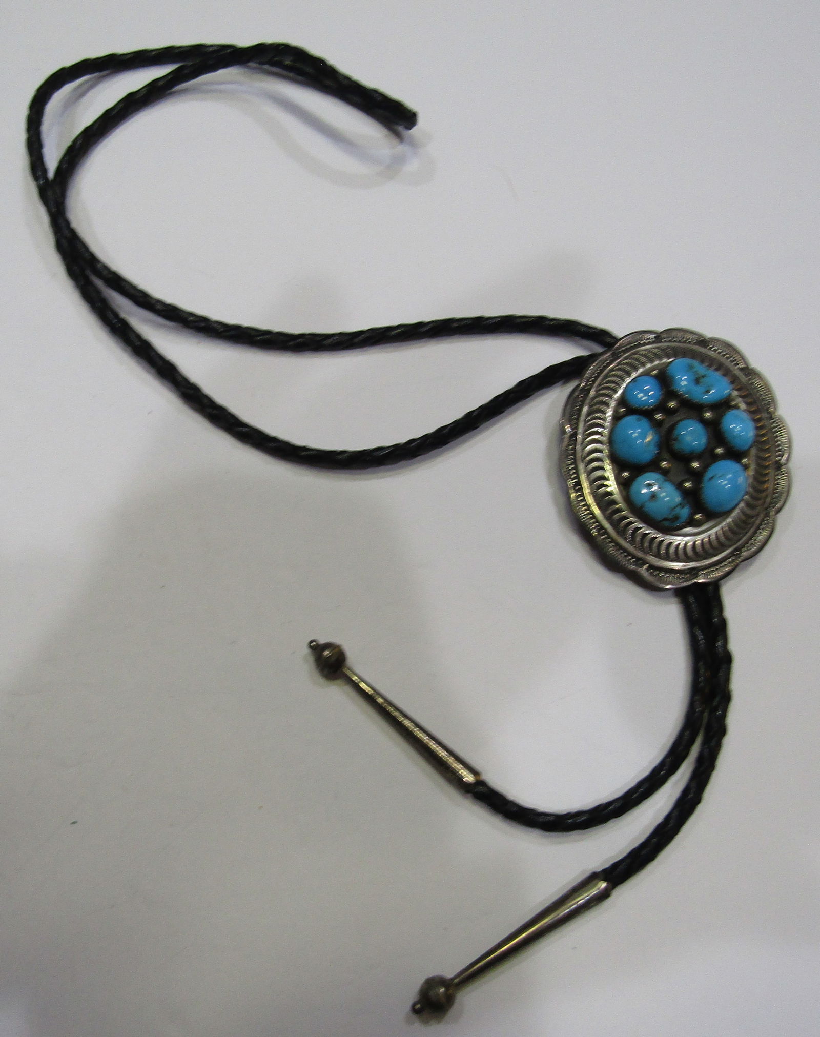 PLATERO TURQUOISE BOLO TIE NECKLACE STERLING SILVE (1 of 2)