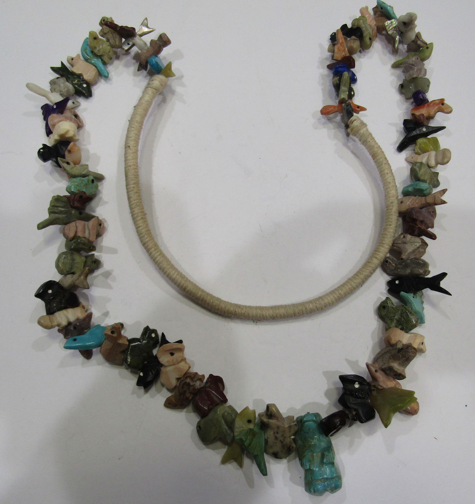 34" 80+ STACKED CARVED STONE FETISH NECKLACE (1 of 4)