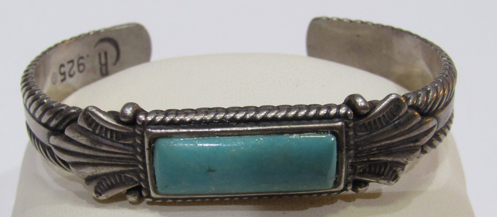 "CR" TURQUOISE CUFF BRACELET STERLING SILVER (1 of 3)