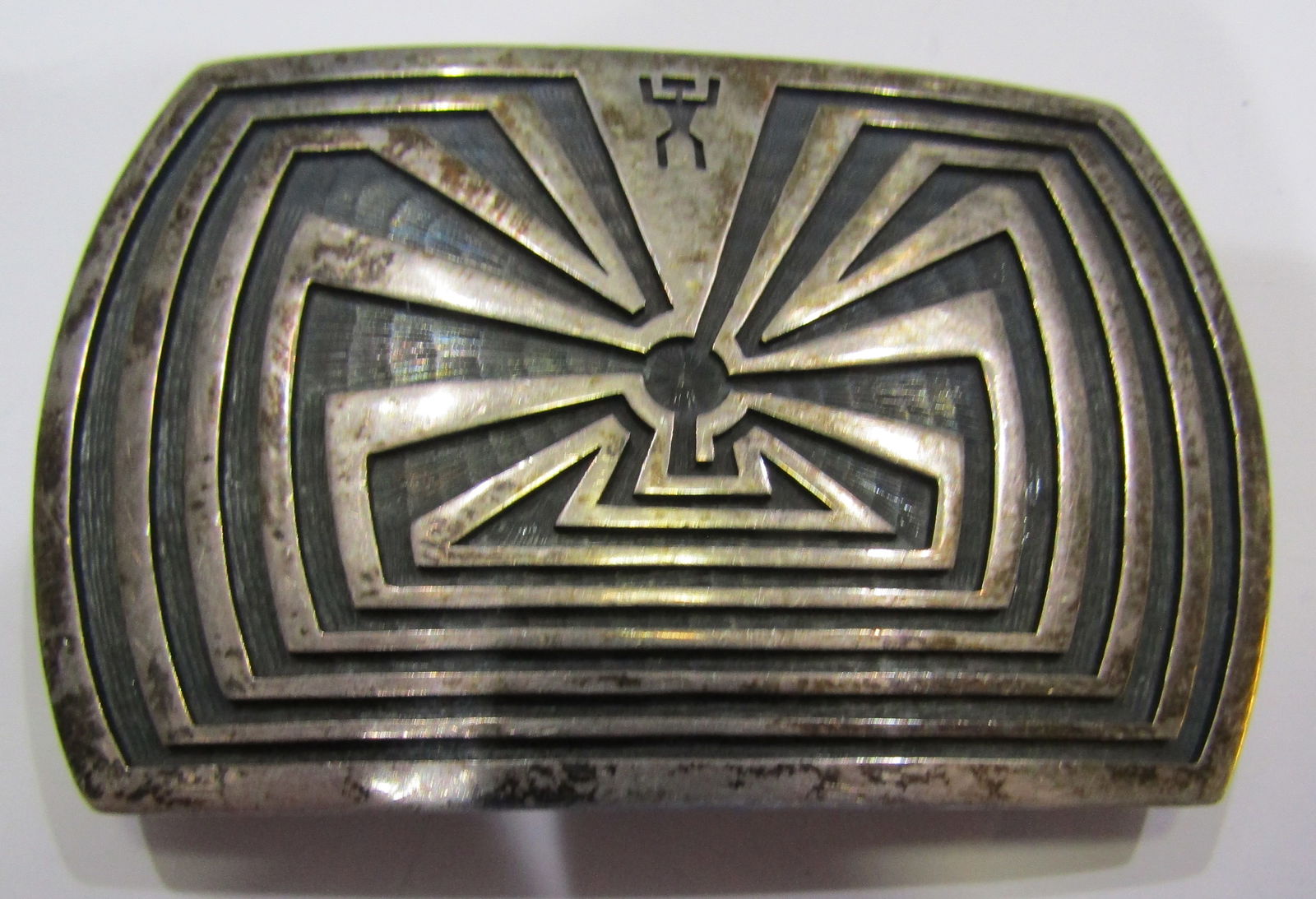 TAWAHONGVA HOPI BELT BUCKLE STERLING SILVER 45GRAM (1 of 2)