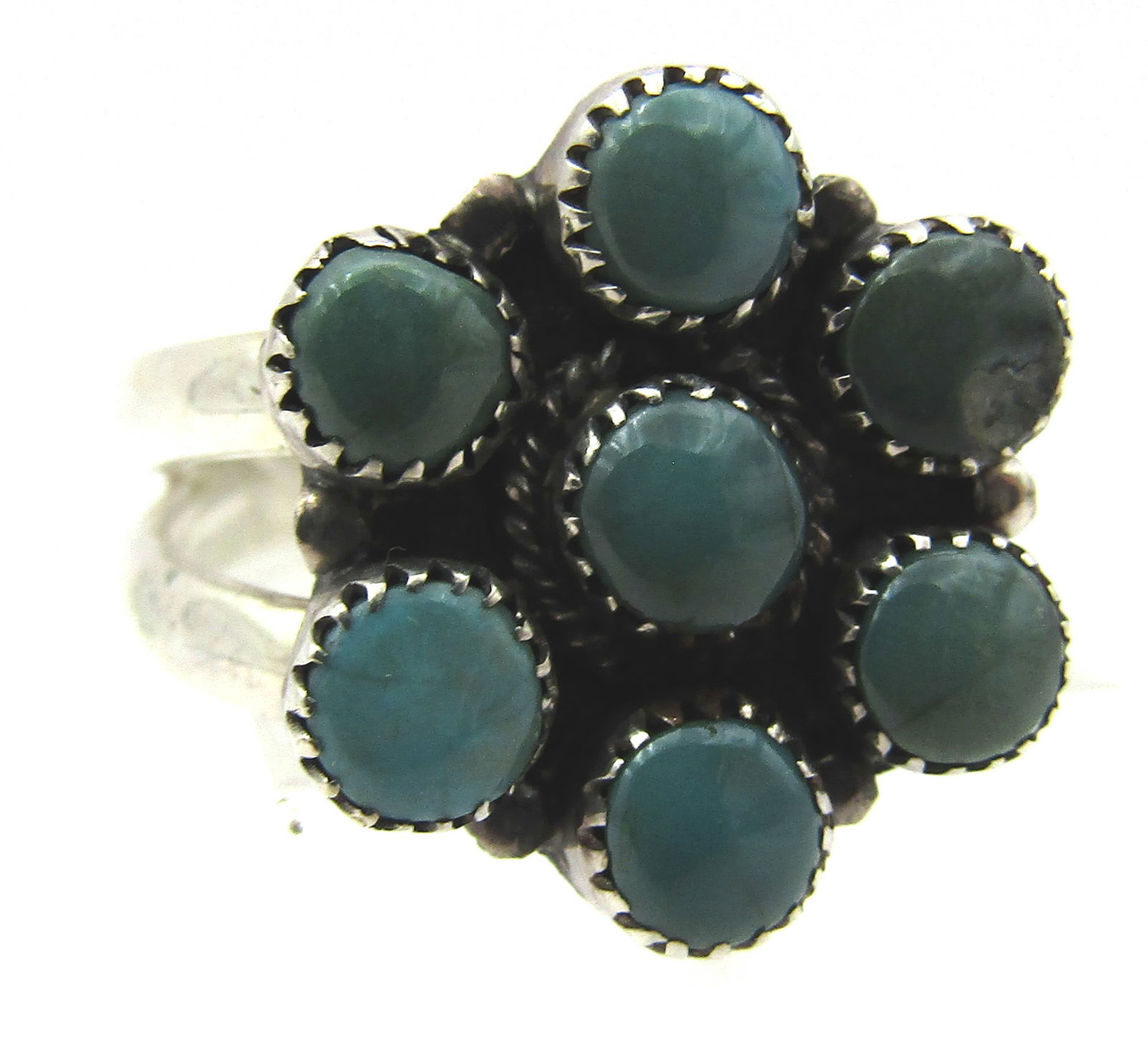 TURQUOISE CLUSTER RING STERLING SILVER SIZE 8 (1 of 4)