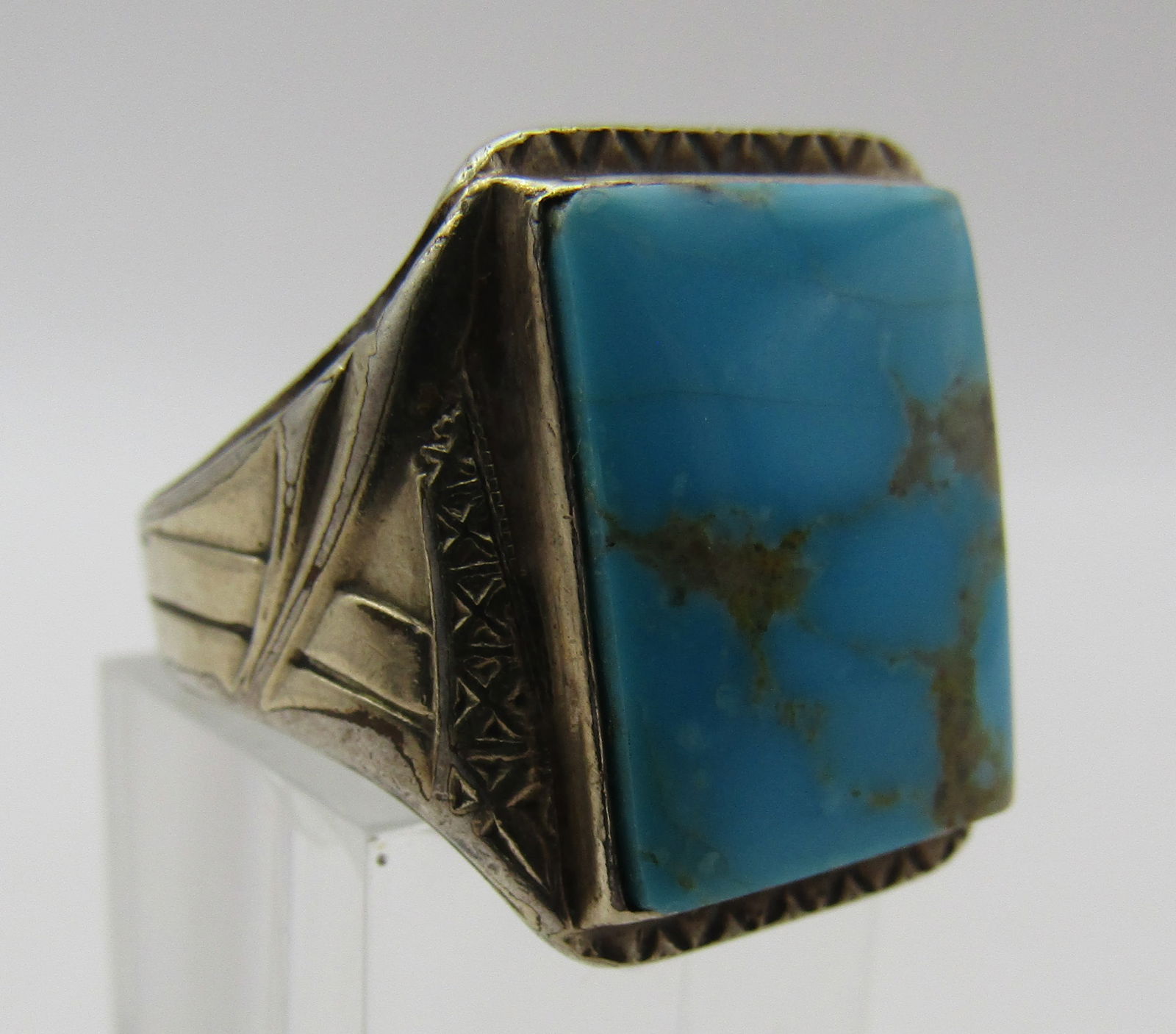 SA 10K GOLD & STERLING SILVER TURQUOISE RING SIZE9 (1 of 6)