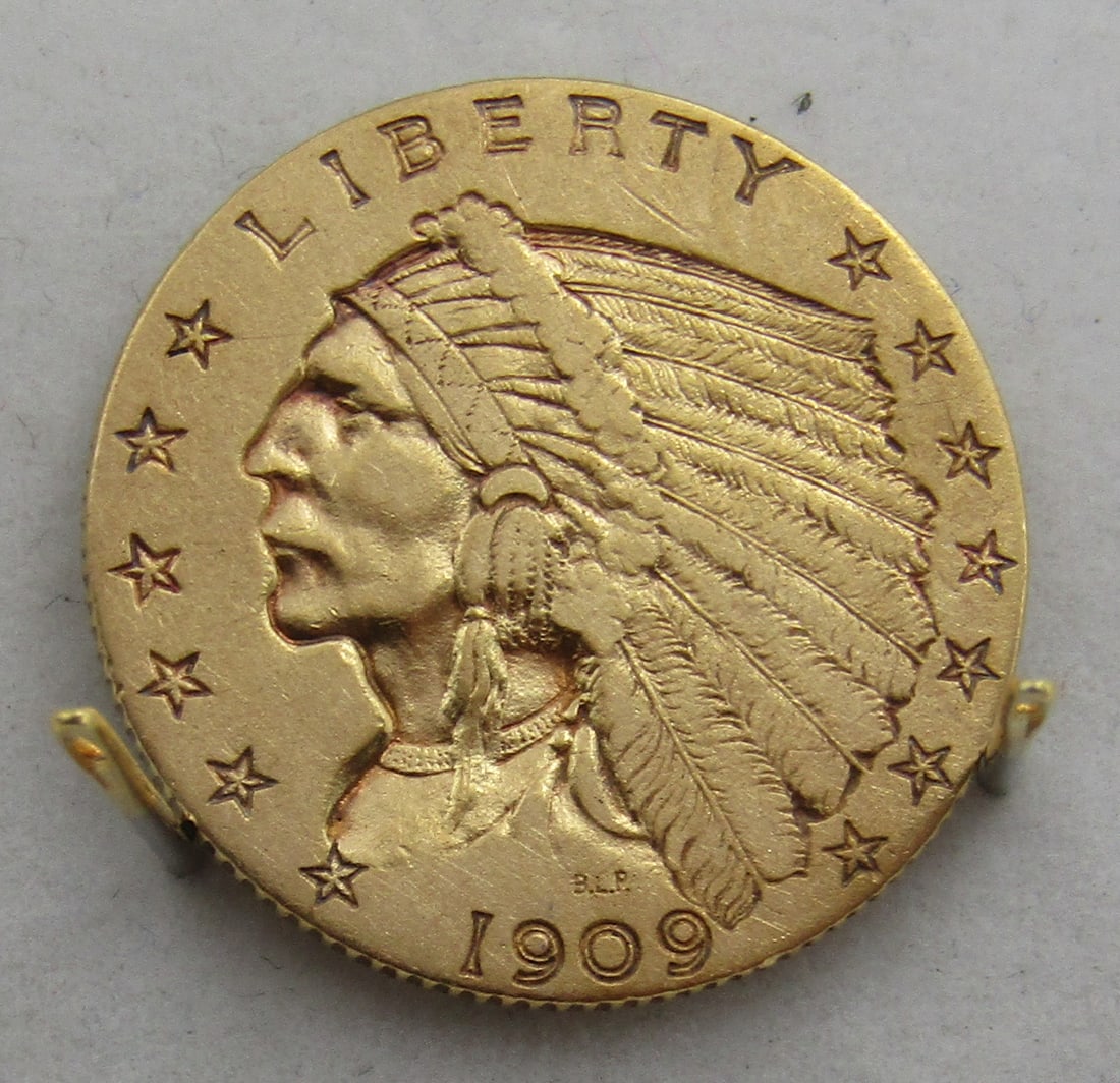 1909 US 2 1/2 DOLLAR GOLD INDIAN COIN (1 of 2)