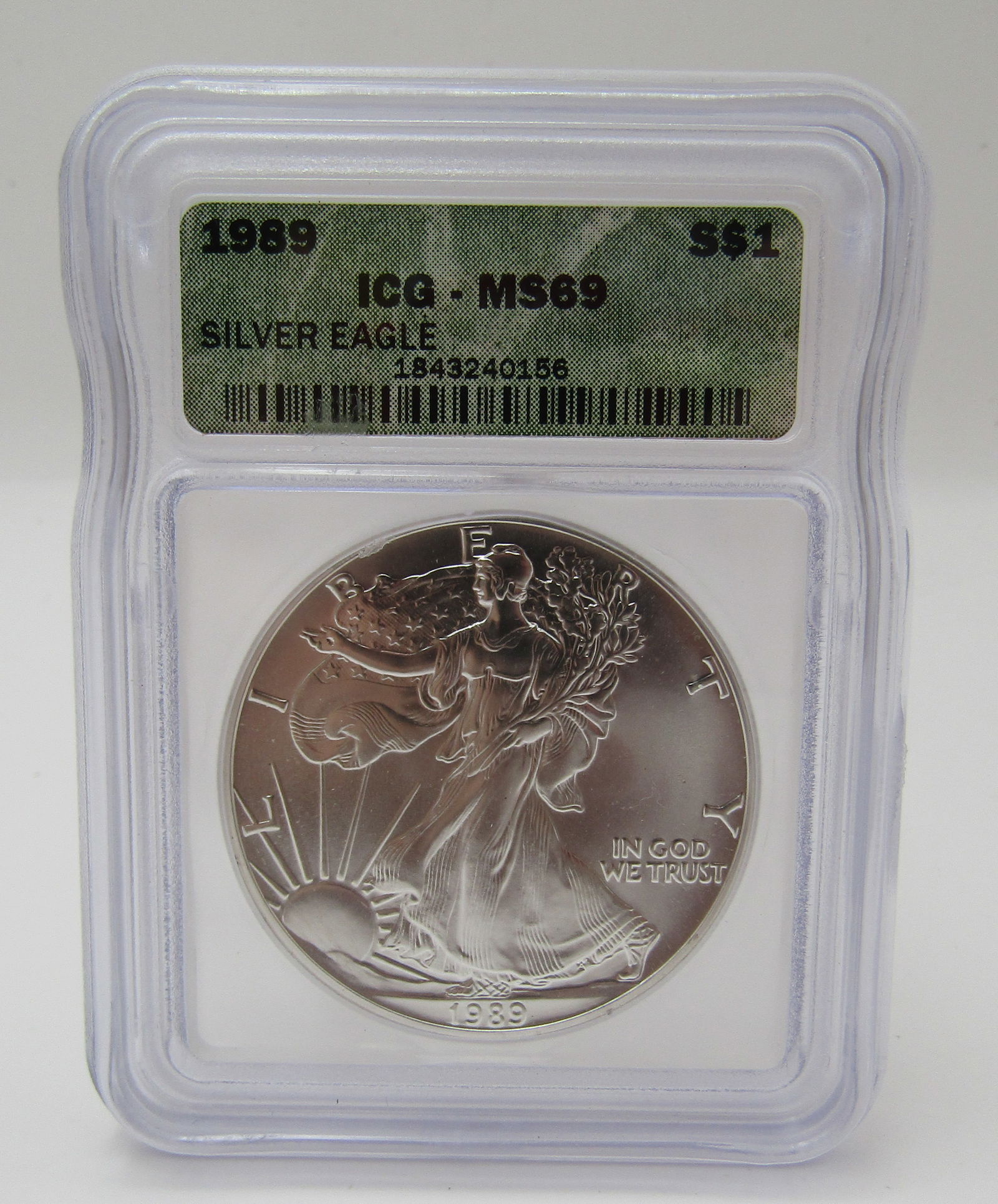 1989 CERTIFIED US $1 MS 69 SILVER EAGLE COIN ICG (1 of 2)