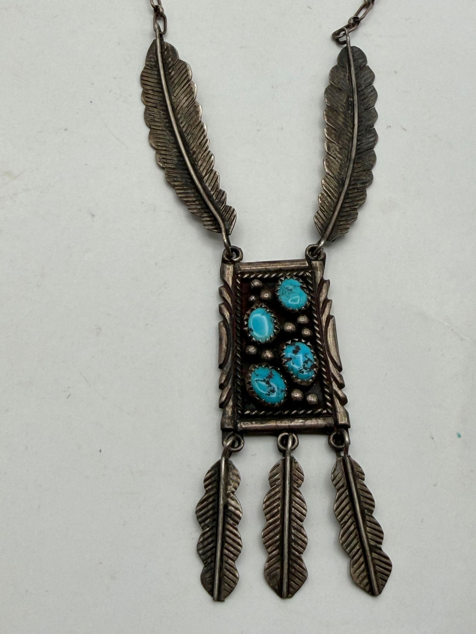 STEVE ARVISO NAVAJO STERLING TURQUOISE NECKLACE (1 of 4)