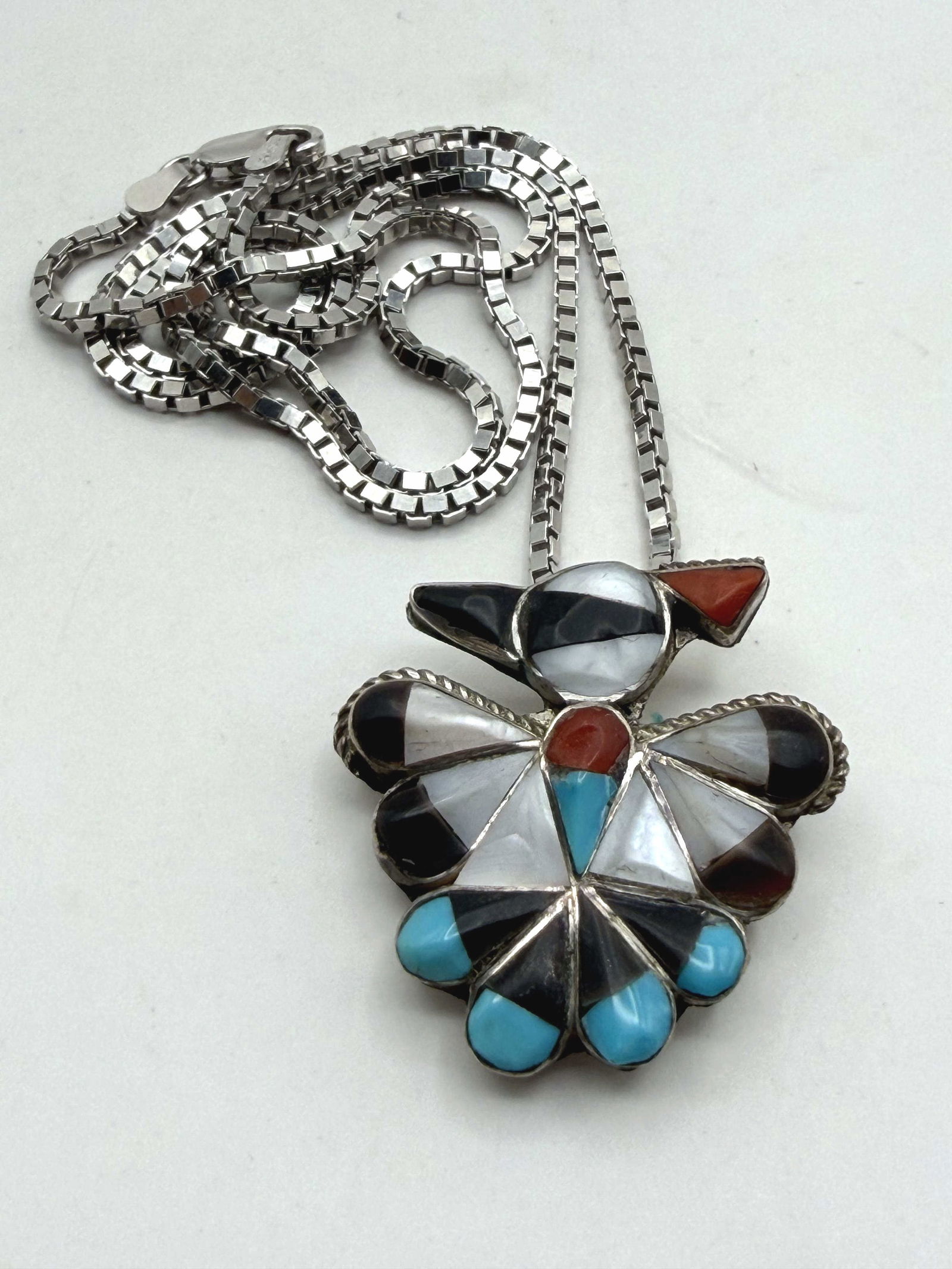 ZUNI PEYOTE BIRD STERLING PENDANT PIN BROOCH (1 of 3)