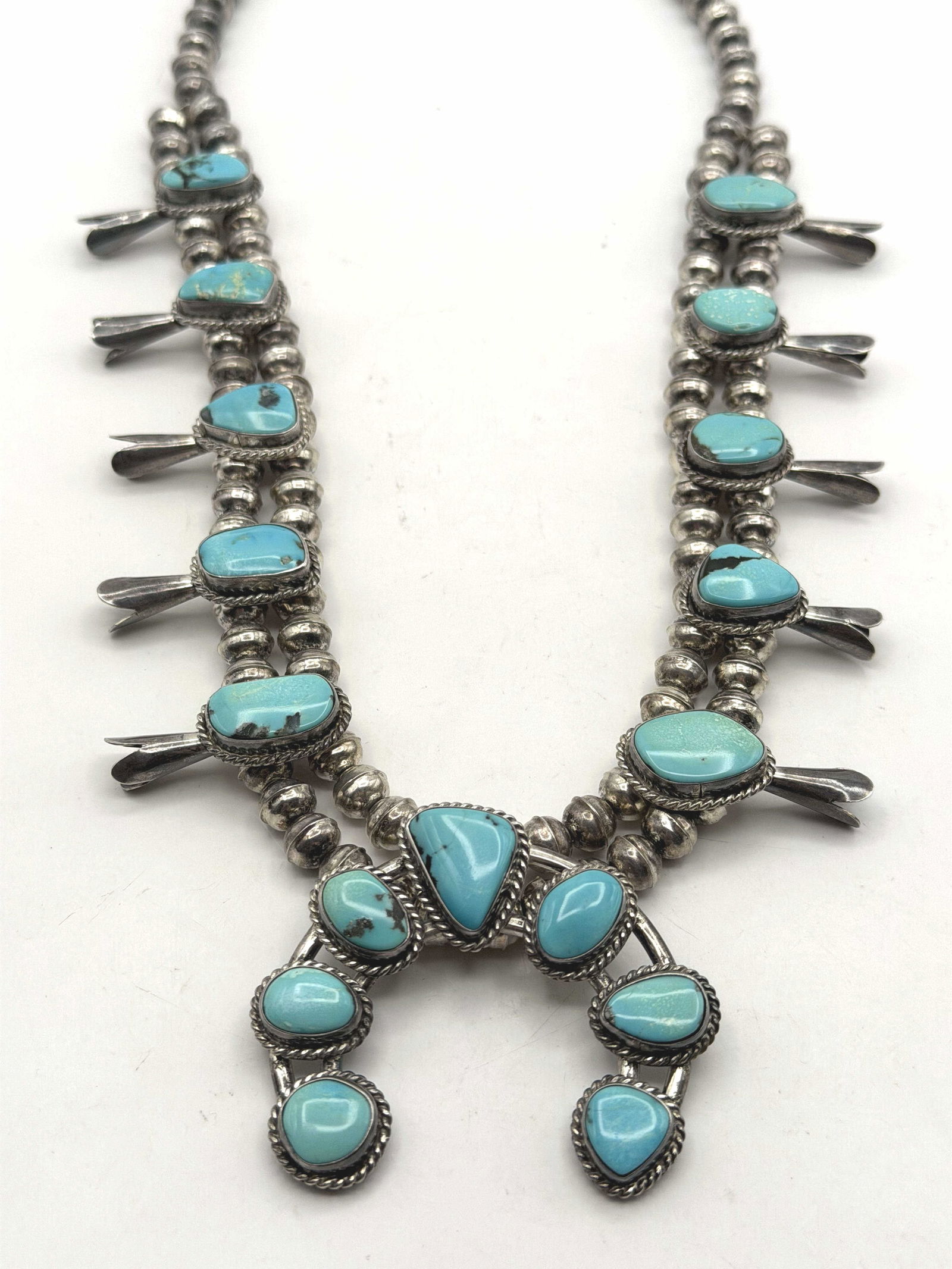 STERLING TURQUOISE SQUASH BLOSSOM NECKLACE (1 of 7)