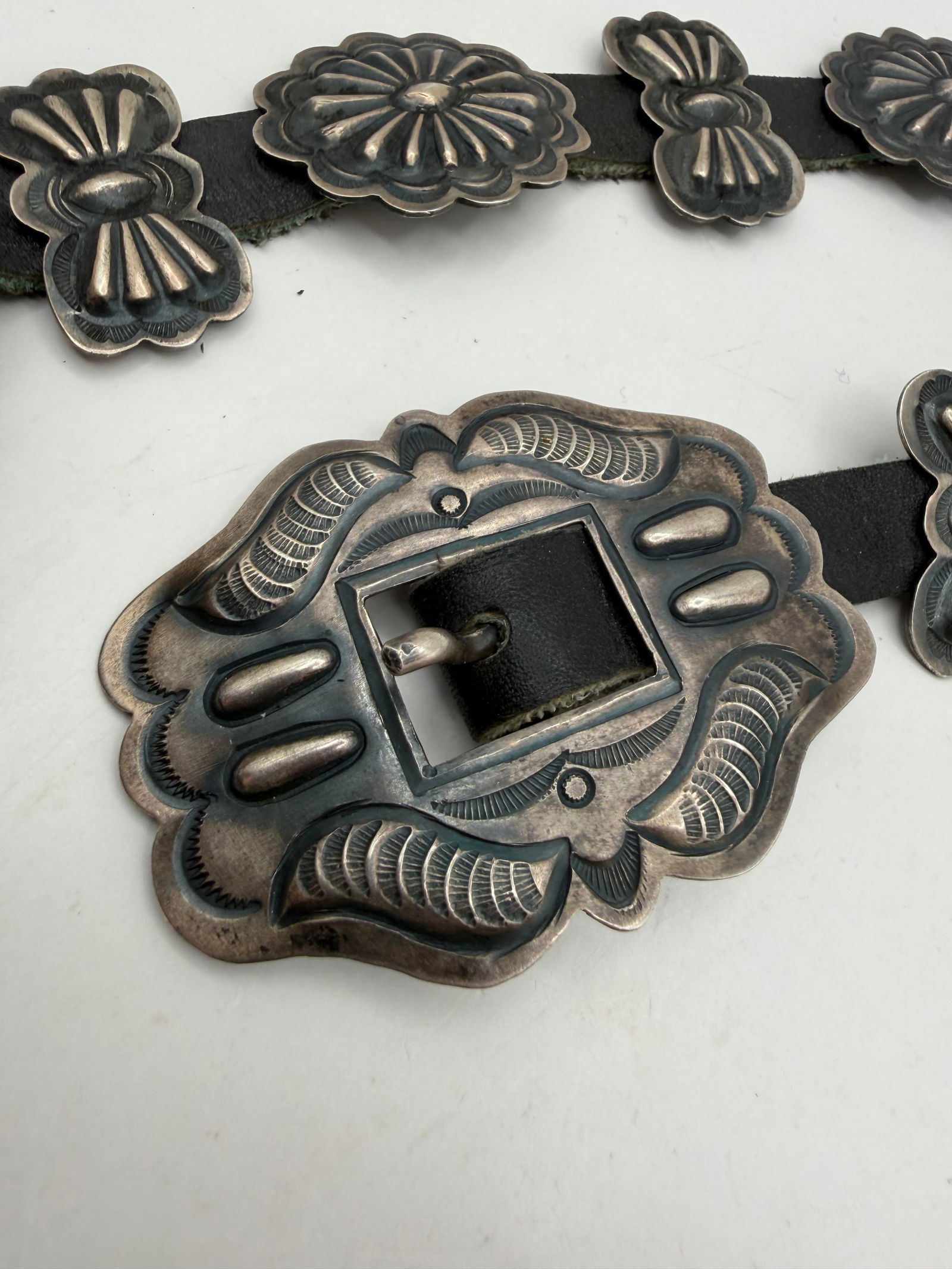 NATIVE AMERICAN STERLING CONCHO BELT - 3