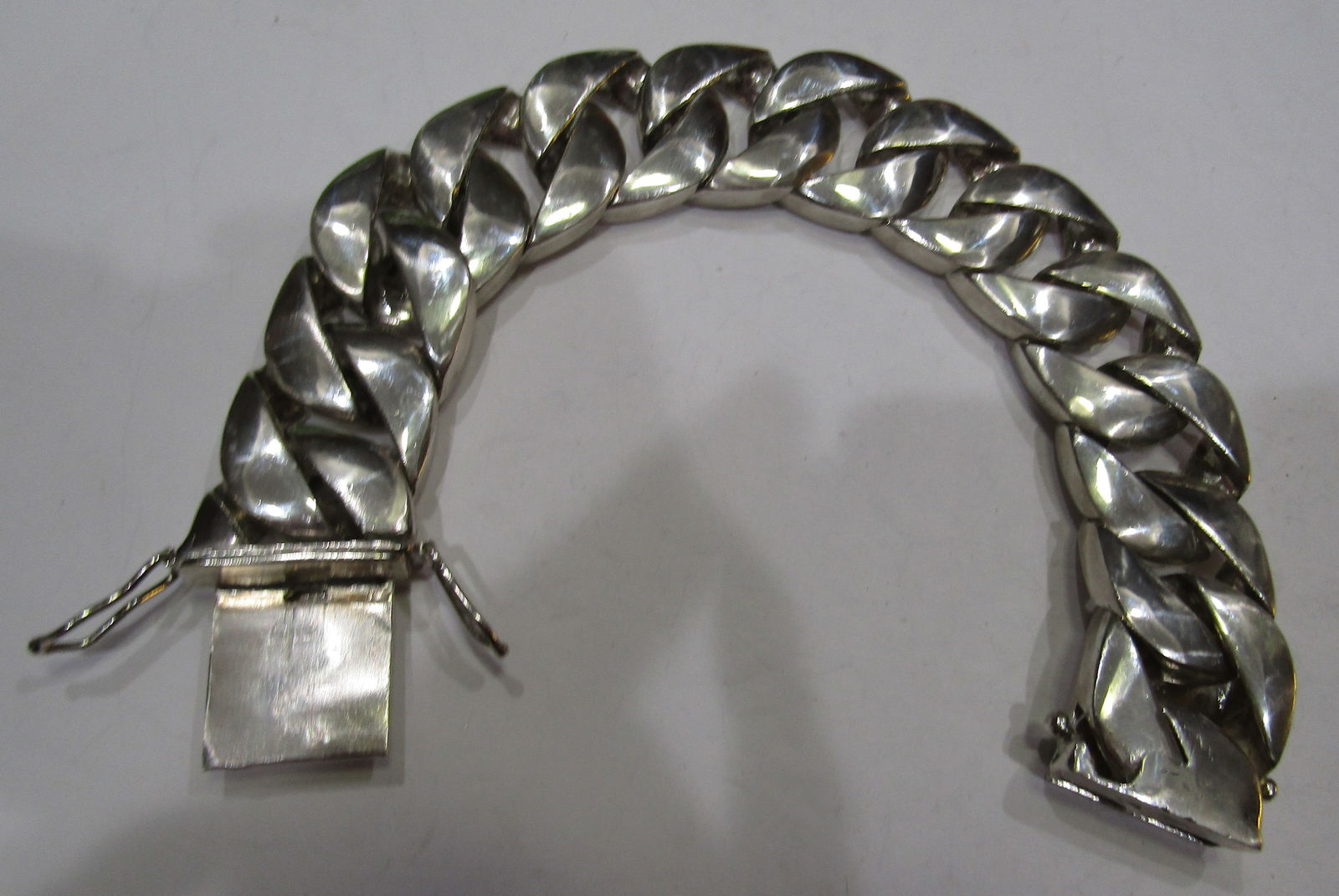 STERLING SILVER CURB BRACELET EXTRA LARGE 413GRAM (1 of 3)