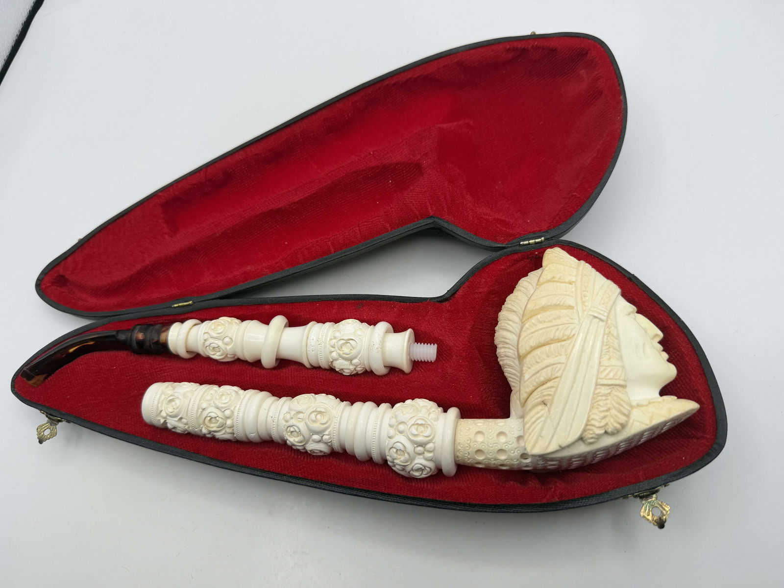 AKDOLU LARGE 16" CHIEFTAIN MEERSCHAUM PIPE UNUSED (1 of 10)