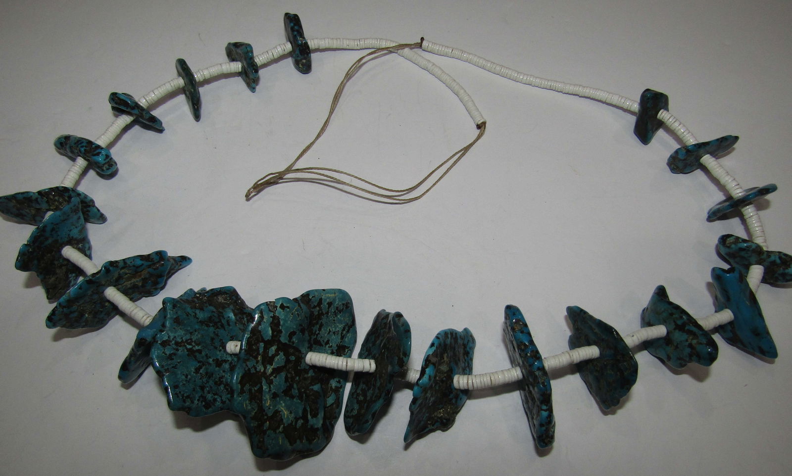 34" JUMBO TAB TURQUOISE HEISHI BEAD NECKLACE (1 of 2)