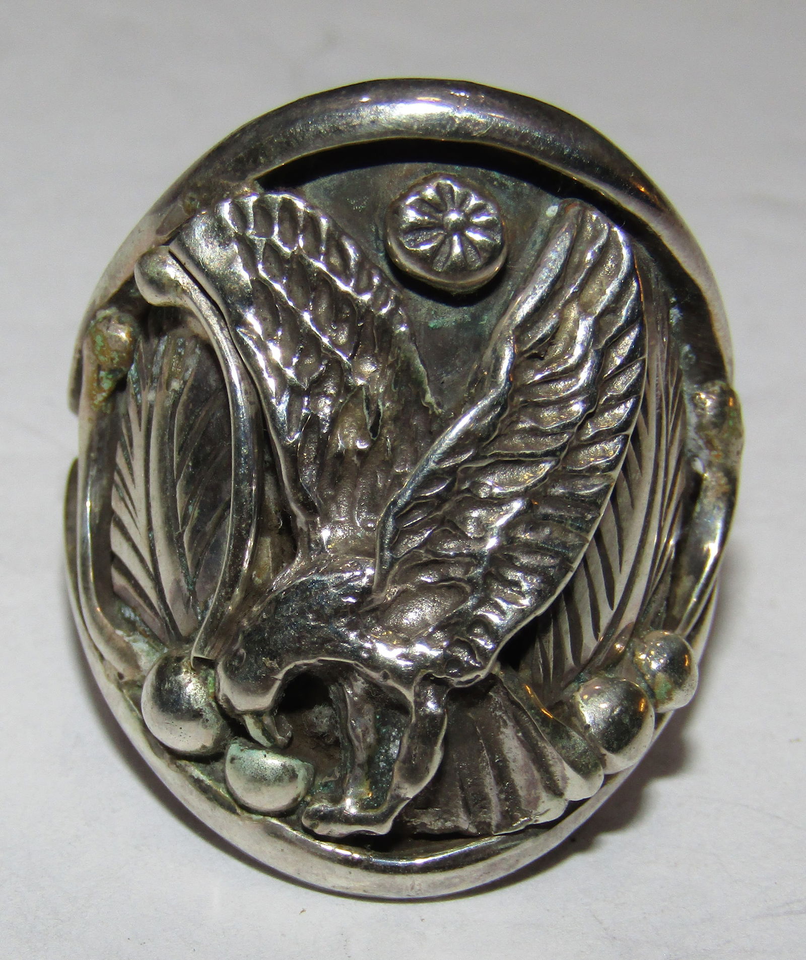 "LMC" EAGLE RING STERLING SILVER SIZE 11 1/2 (1 of 3)