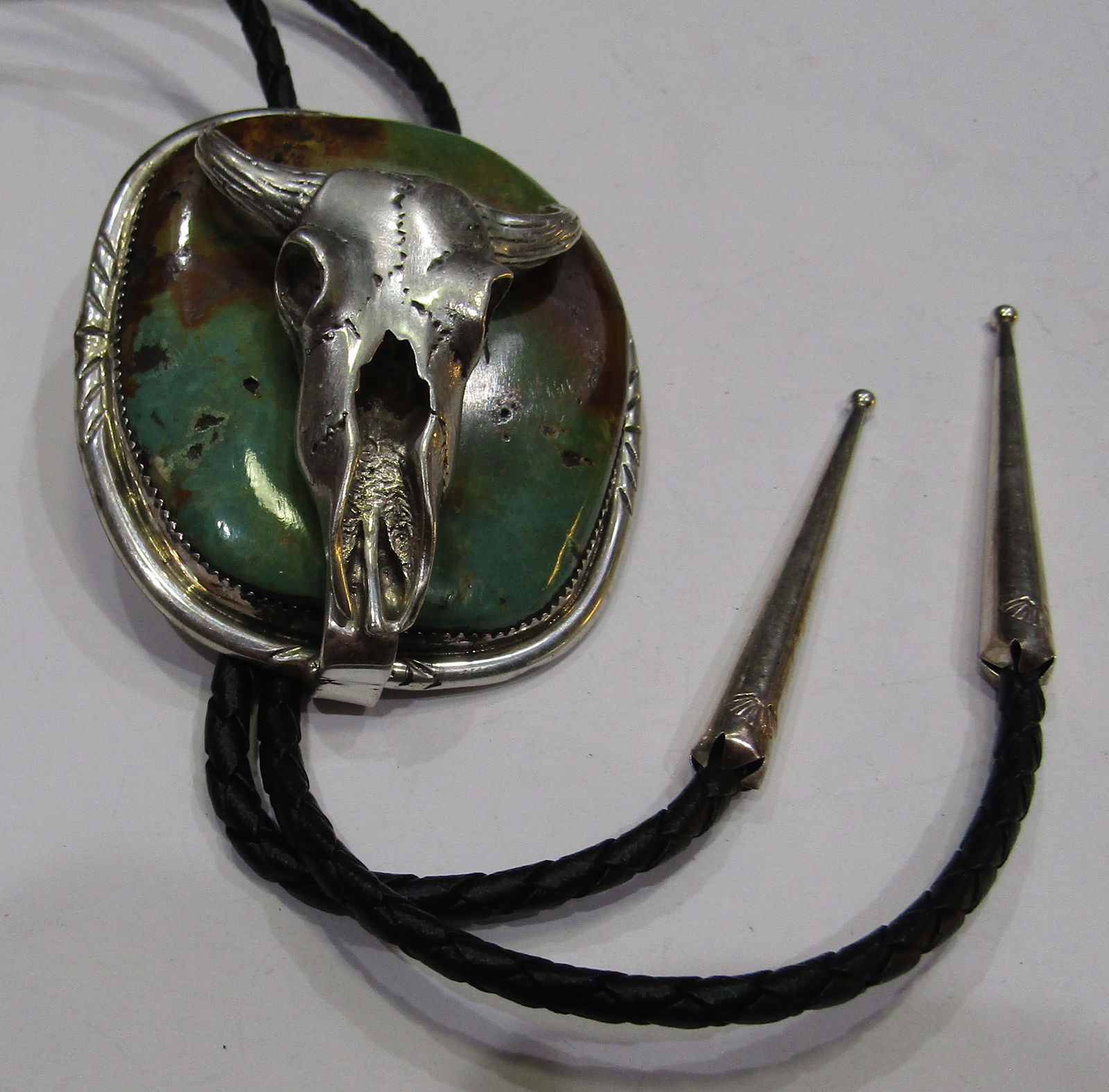 "J"90G TURQUOISE BOLO TIE NECKLACE STERLING SILVER (1 of 2)