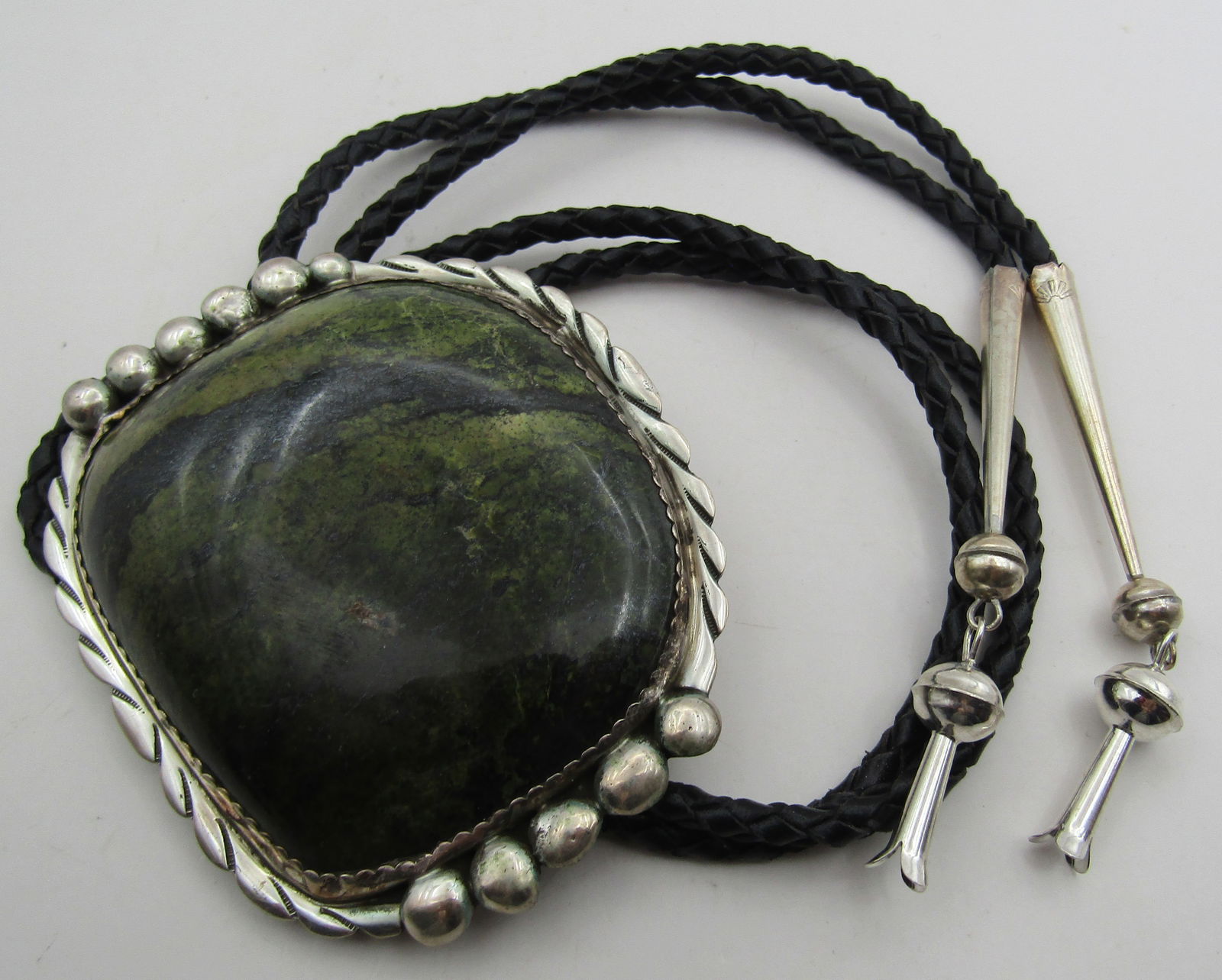 HUGE TURQUOISE BOLO TIE NECKLACE STERLING SILVER (1 of 5)