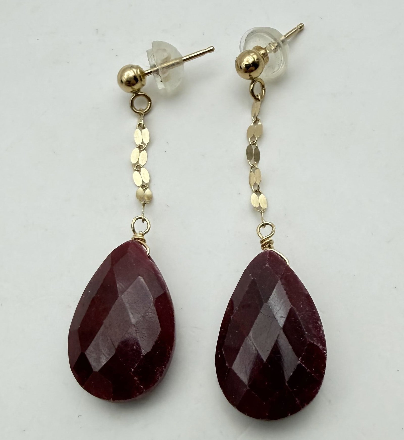 17 CARAT RUBY 14K SOLID GOLD EARRINGS - 2