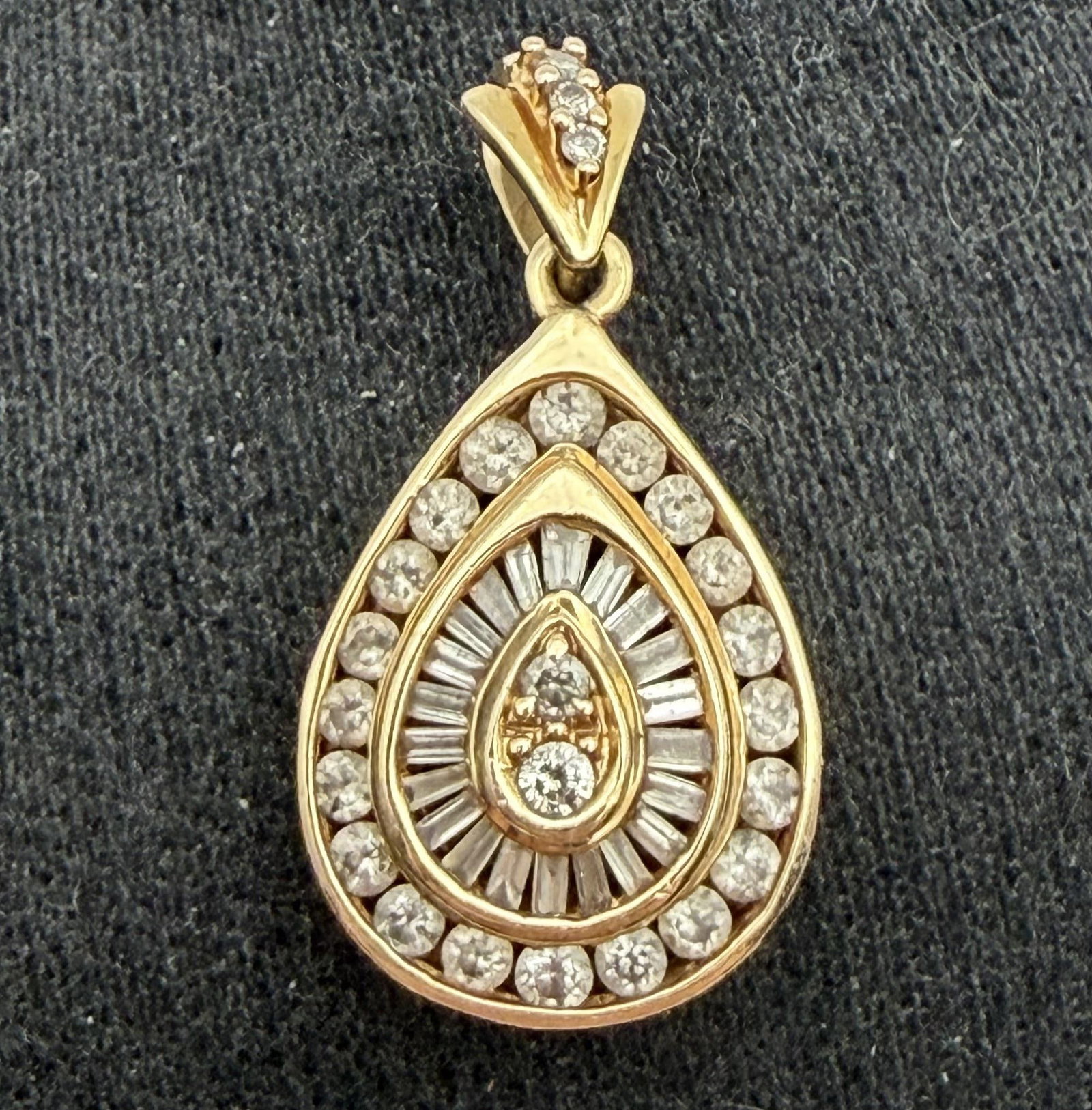 5 GRAM 1 CTTW DIAMOND 14K SOLID GOLD PENDANT: MARKED TESTED 14K SOLID GOLD. 1 CARAT IN NATURAL DIAMONDS. WEIGHS 5.1 GRAMS. MEASURES 1-1/8" WITH BAIL. WITH IMPERIAL AUCTION THE COST FOR PACKING AND SHIPPING VIA USPS IN THE USA IS $5.