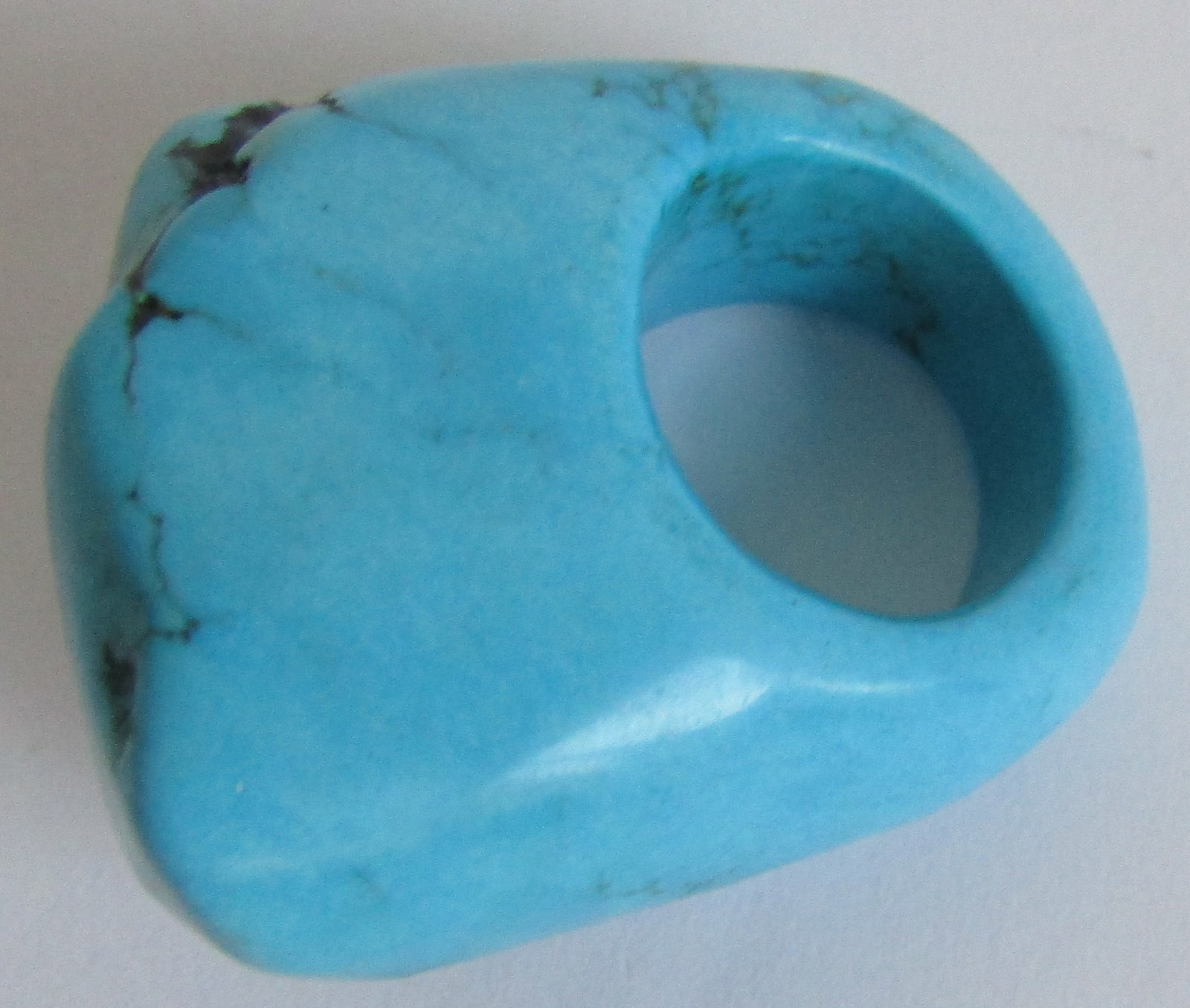 SOLID STONE TURQUOISE RING 30GRAMS SIZE 6 1/2 - 4