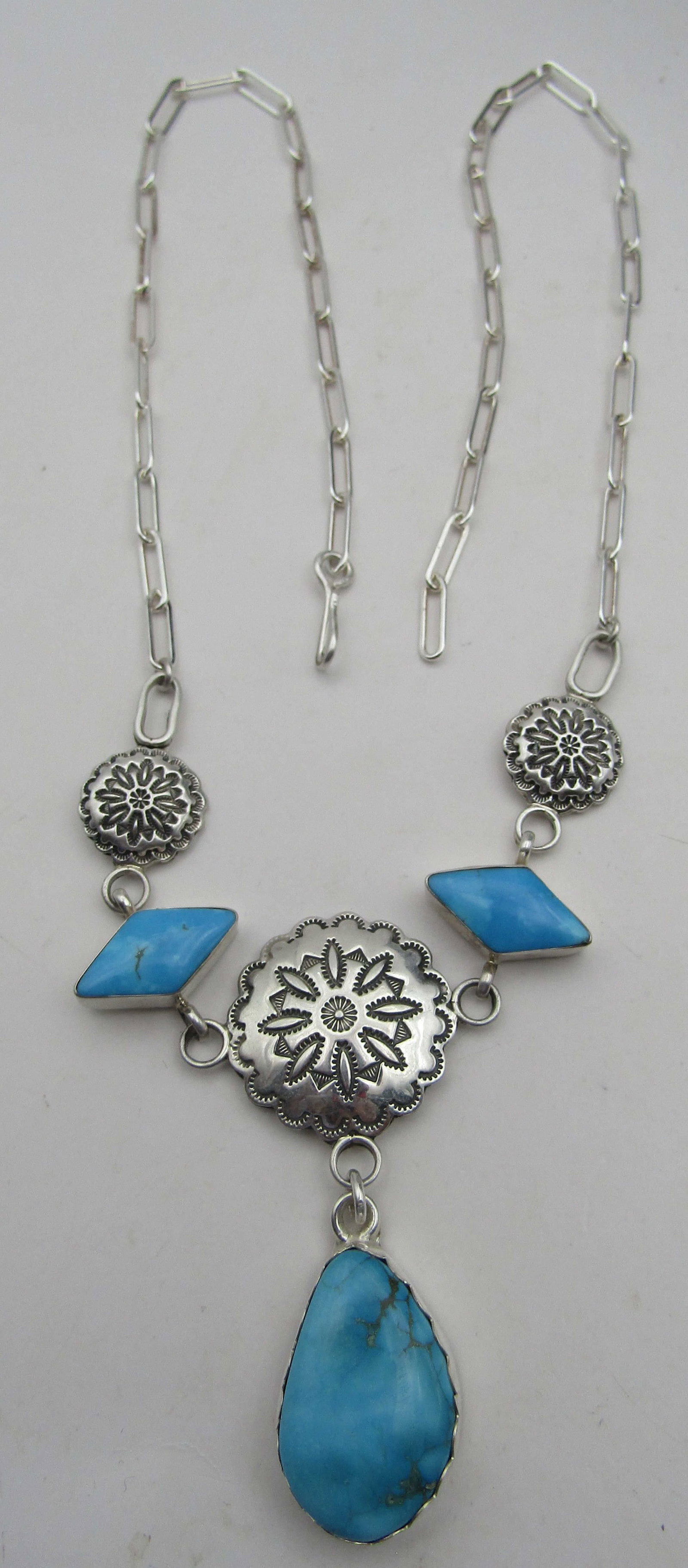 23" "RB" TURQUOISE NECKLACE STERLING SILVER 35GRAM (1 of 4)