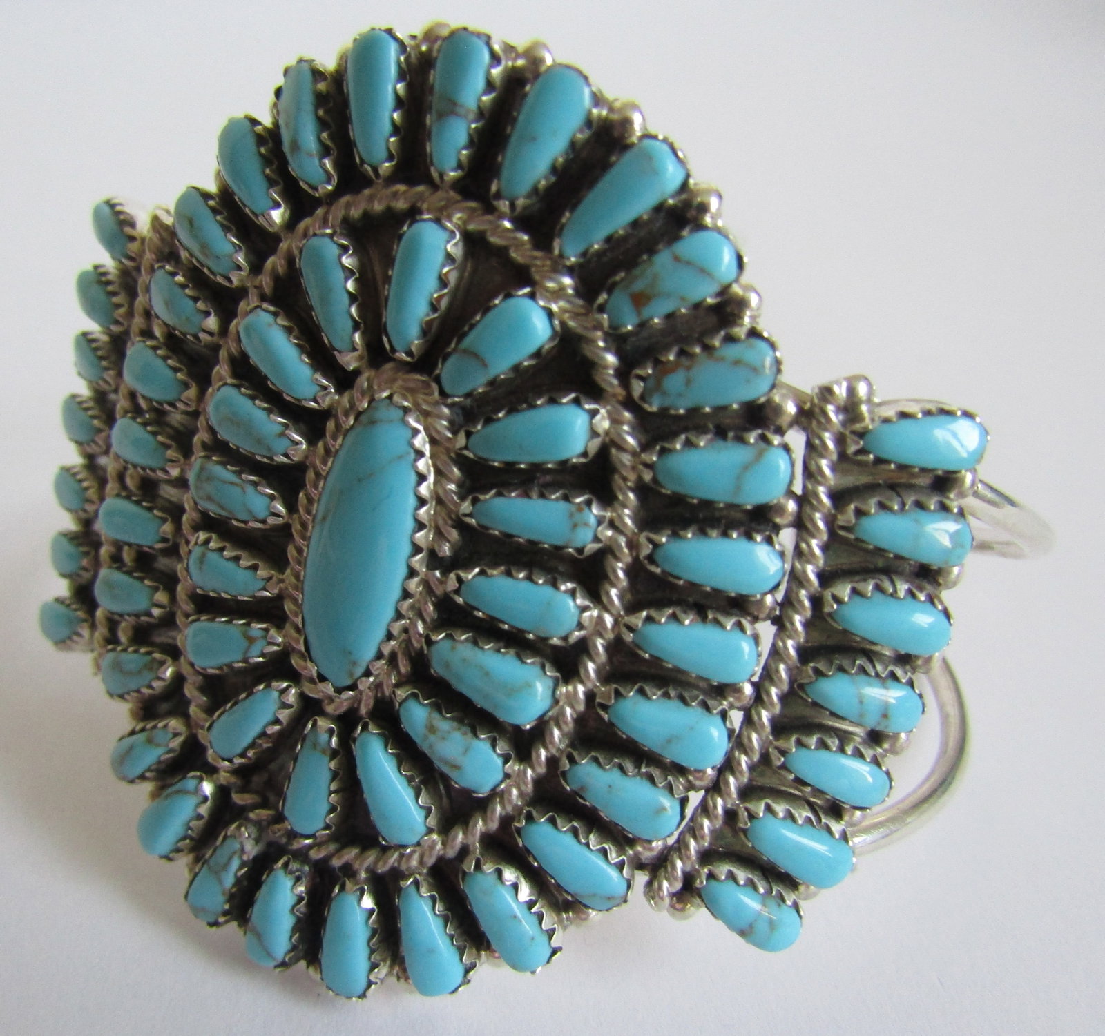 BENALLY TURQUOISE CLUSTER BRACELET STERLING SILVER (1 of 3)