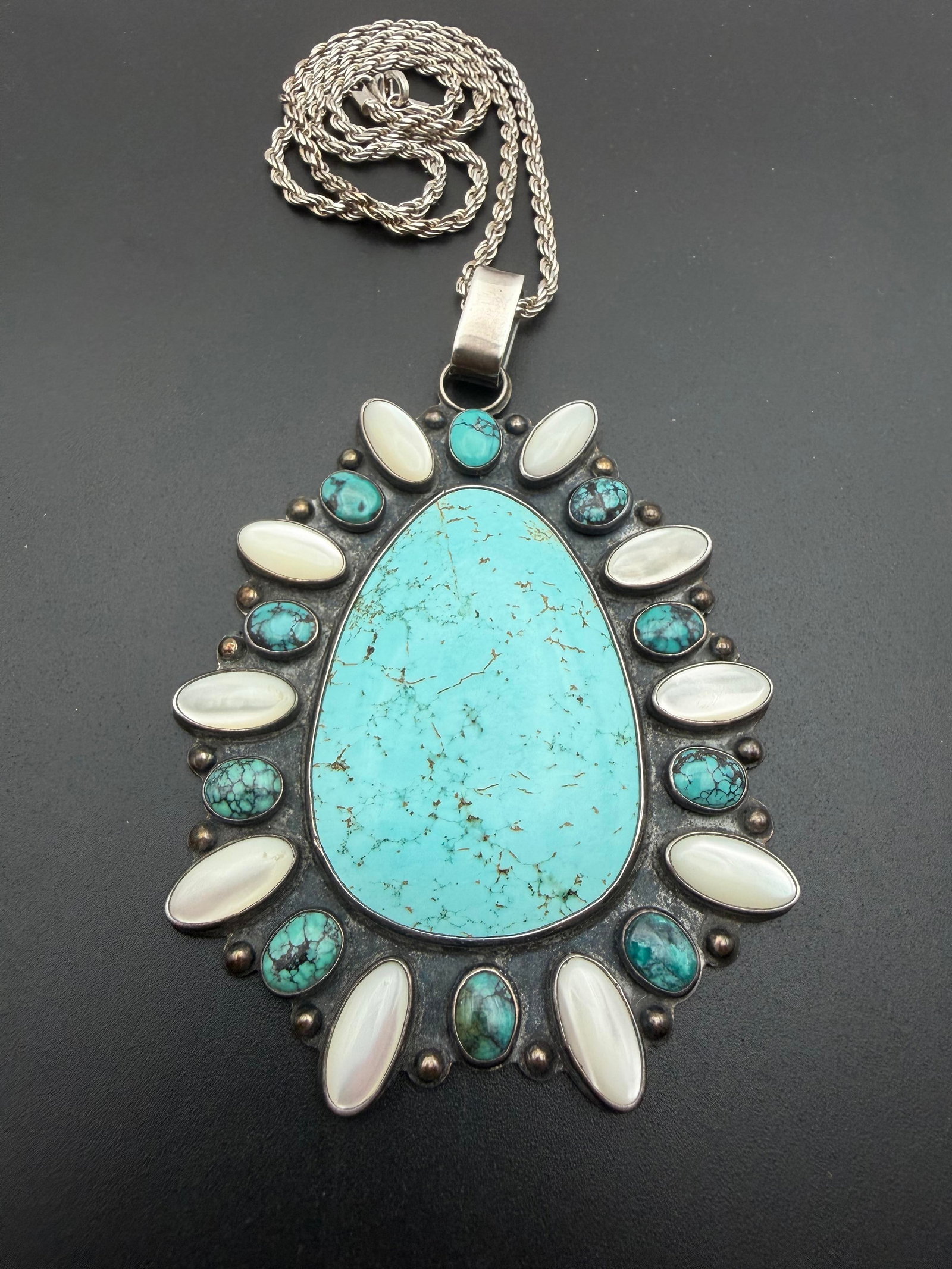 93 GRAM 4" STERLING TURQUOISE SLAB NECKLACE (1 of 5)