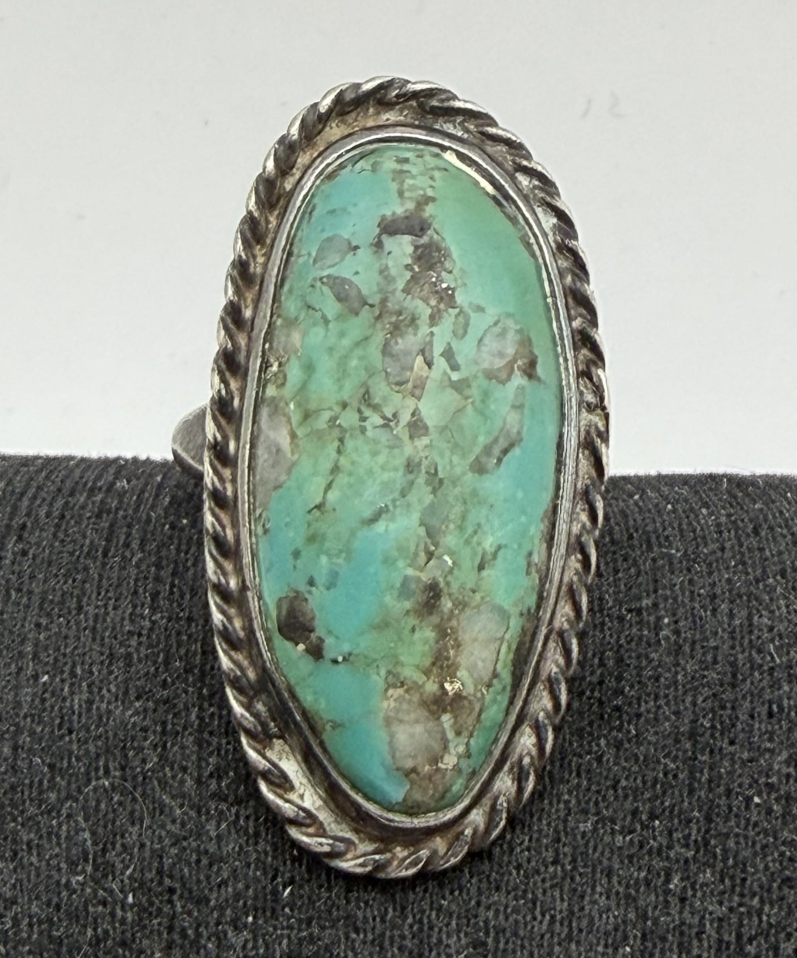 OLD PAWN STERLING TURQUOISE NATIVE AMERICAN RING (1 of 3)