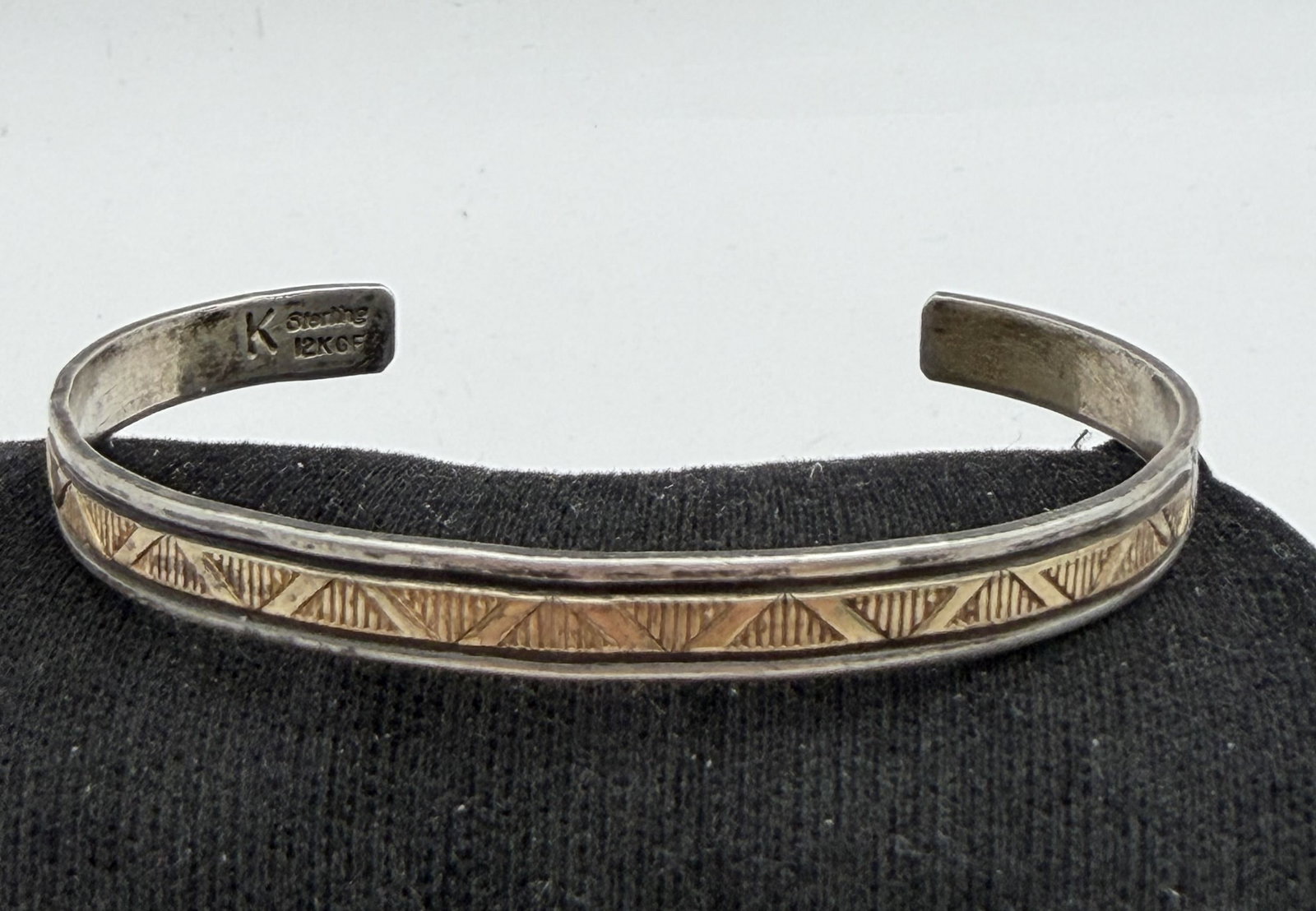 "K" STERLING GOLD FILLED NAVAJO CUFF BRACELET (1 of 3)
