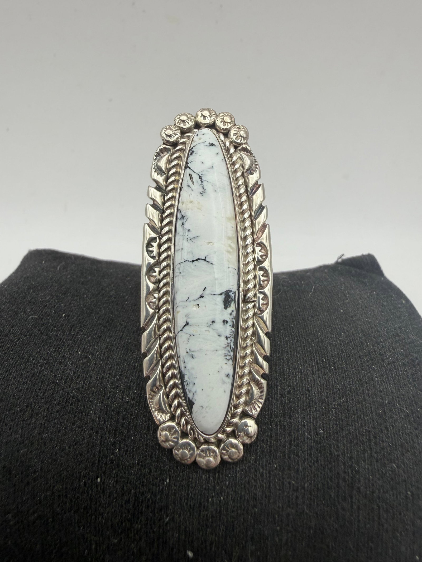 2" "NE" WHITE BUFFALO STERLING ELONGATED RING (1 of 5)