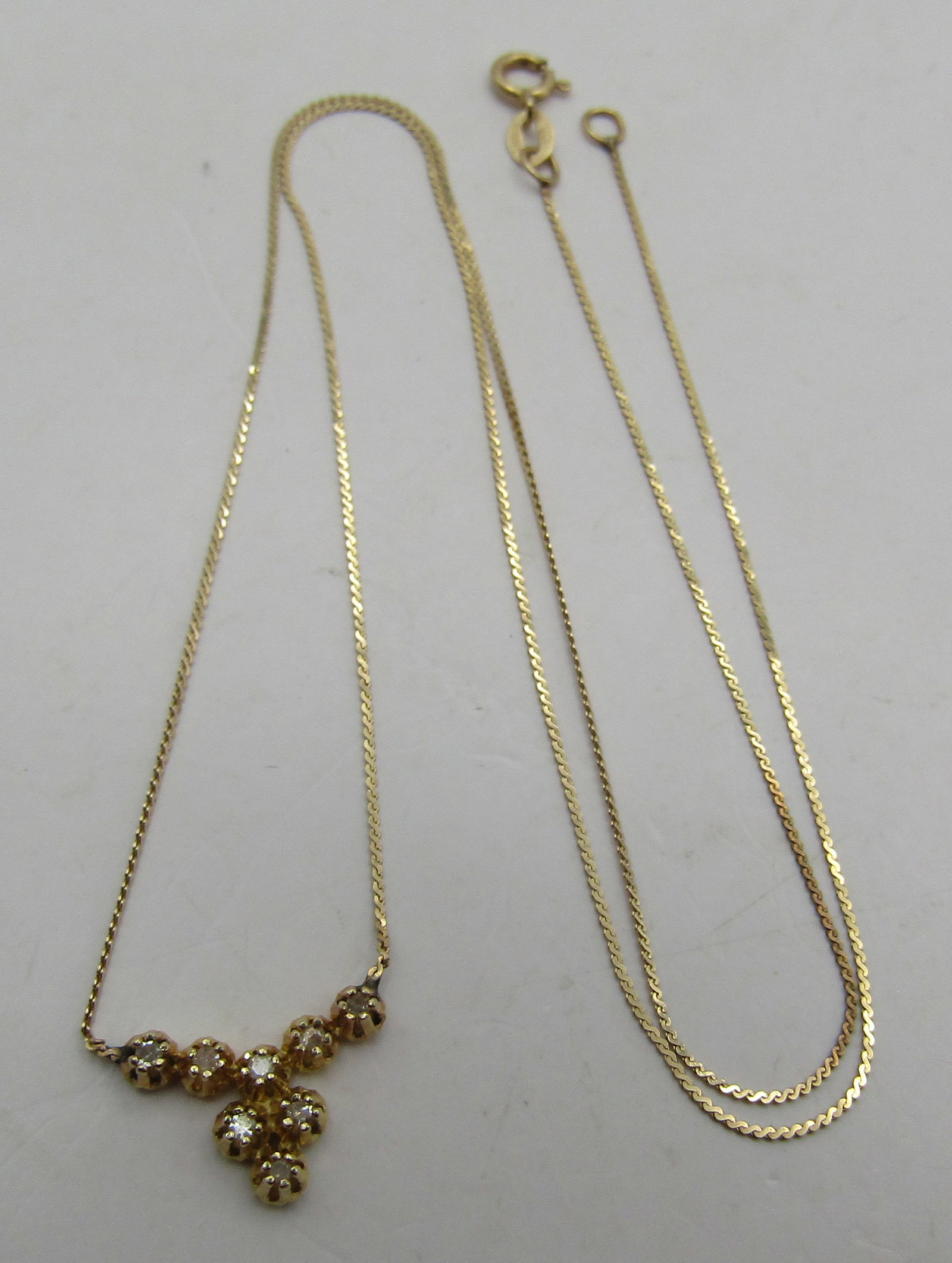 16.5" 8 DIAMOND NECKLACE 14K YELLOW GOLD "SRB" (1 of 3)
