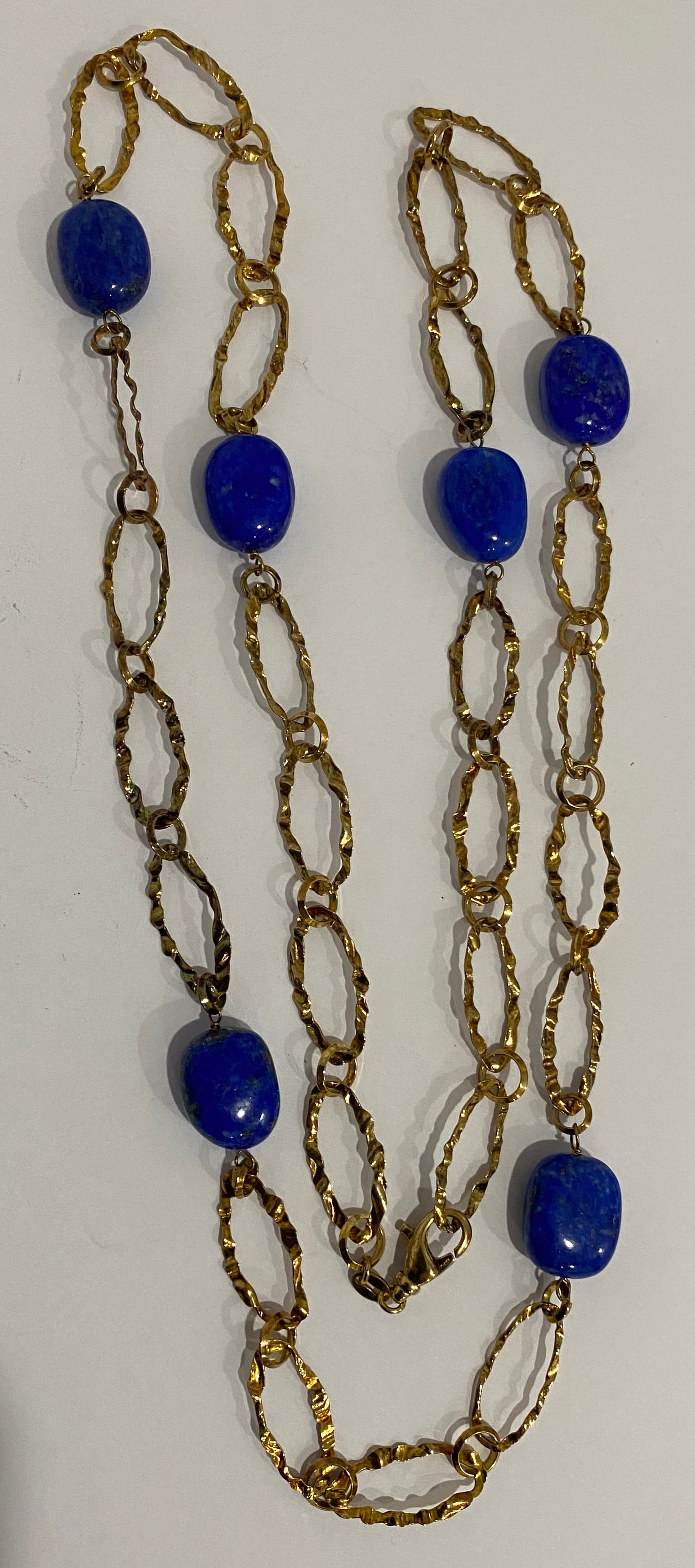35" DESIGNER GOLD ON STERLING LAPIS NECKLACE 45GRM (1 of 3)