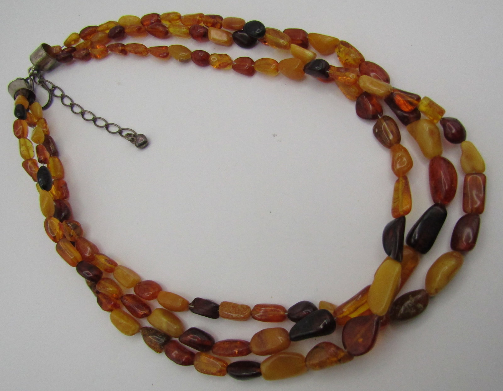 23" "DRT" TRIPLE AMBER NECKLACE STERLING SILVER (1 of 6)