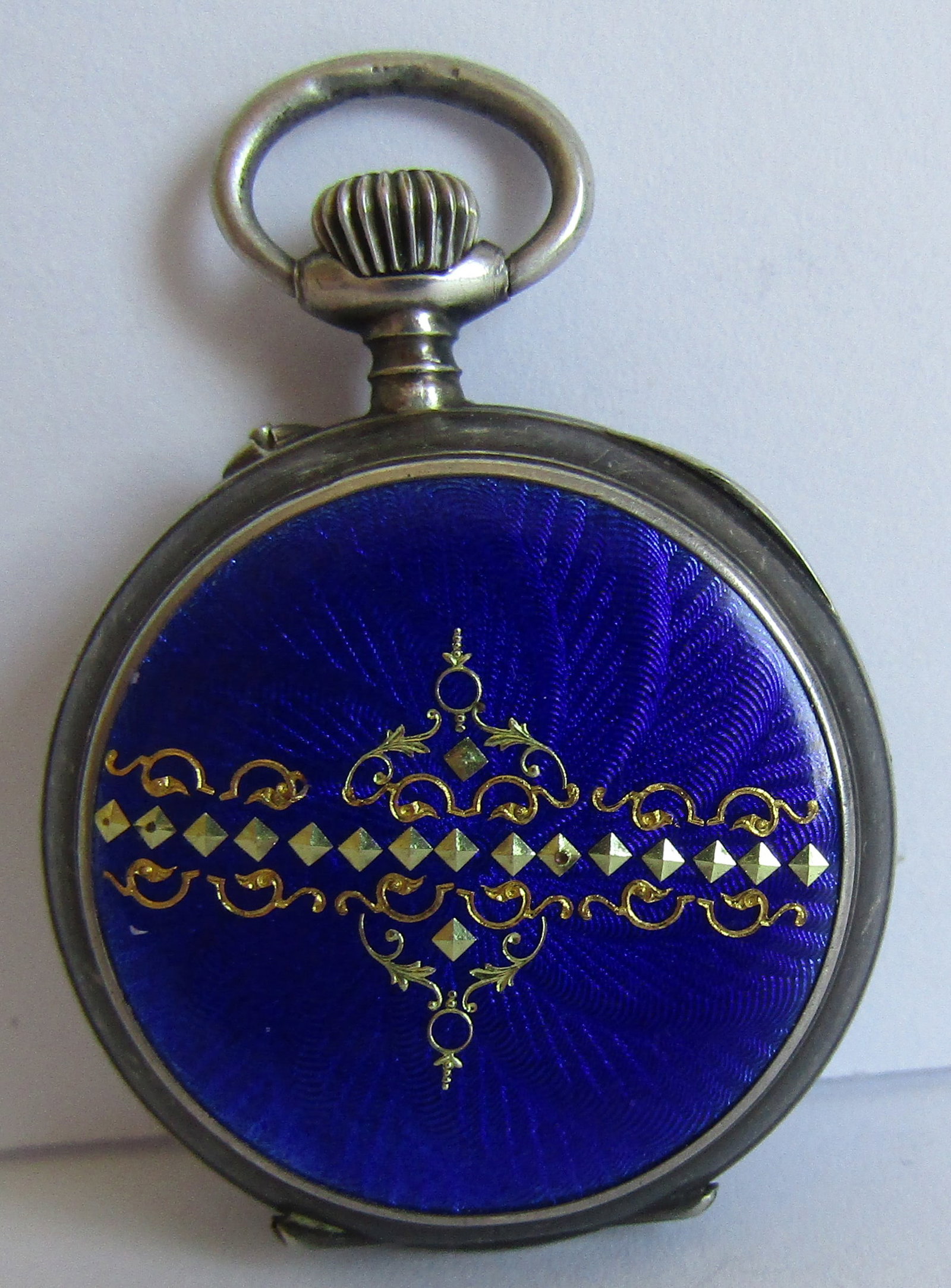 ENAMEL POCKETWATCH ARGENT DORE 800 STERLING SILVER (1 of 7)