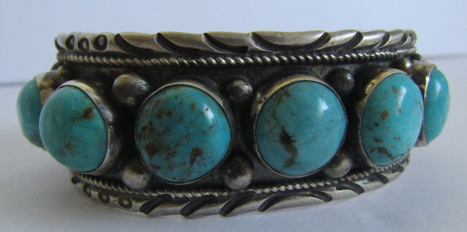 "NEZ" TURQUOISE CUFF BRACELET STERLING SILVER 88GR (1 of 7)